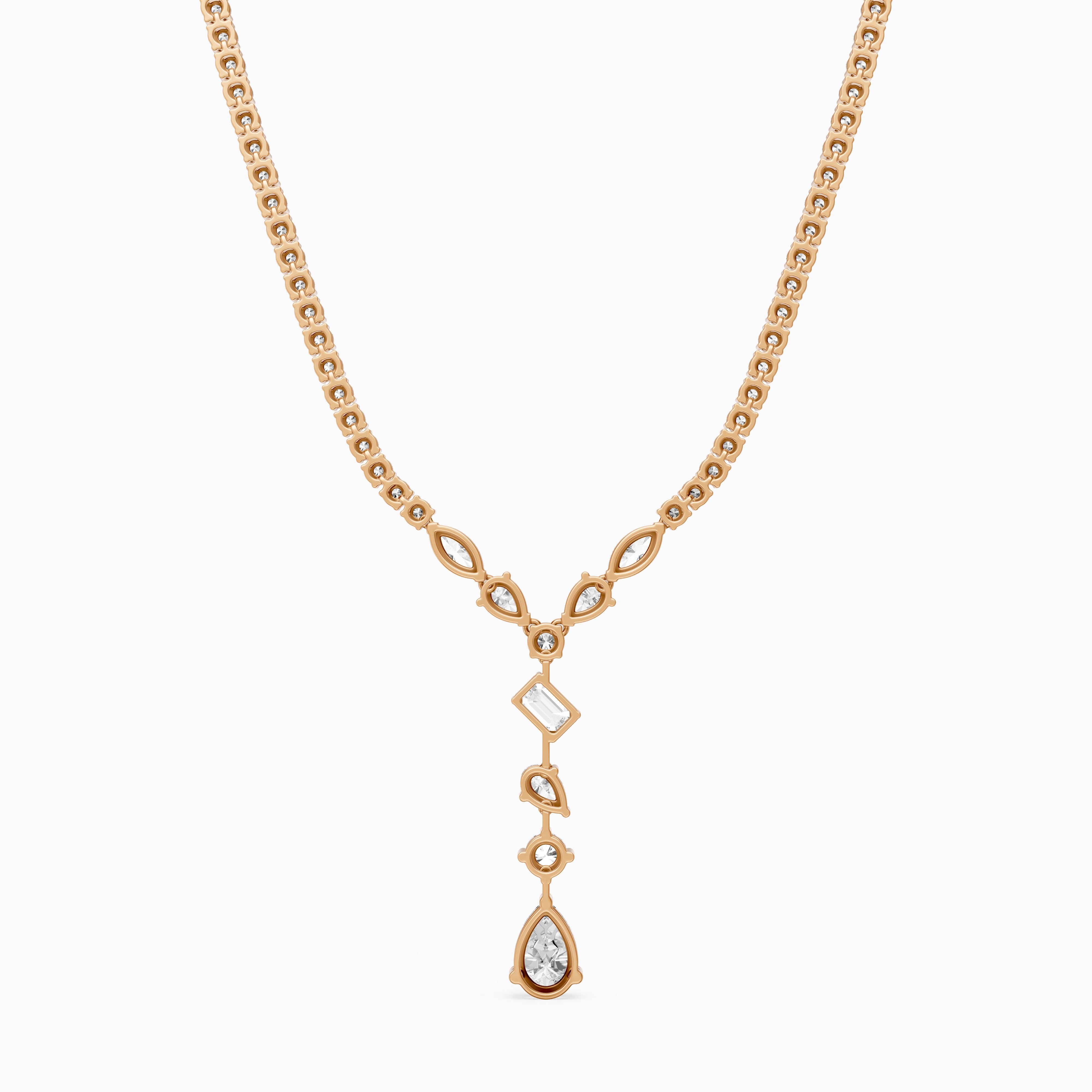 Yaretzi Pear and Emerald Cut Lab-Diamond Lariat Necklace