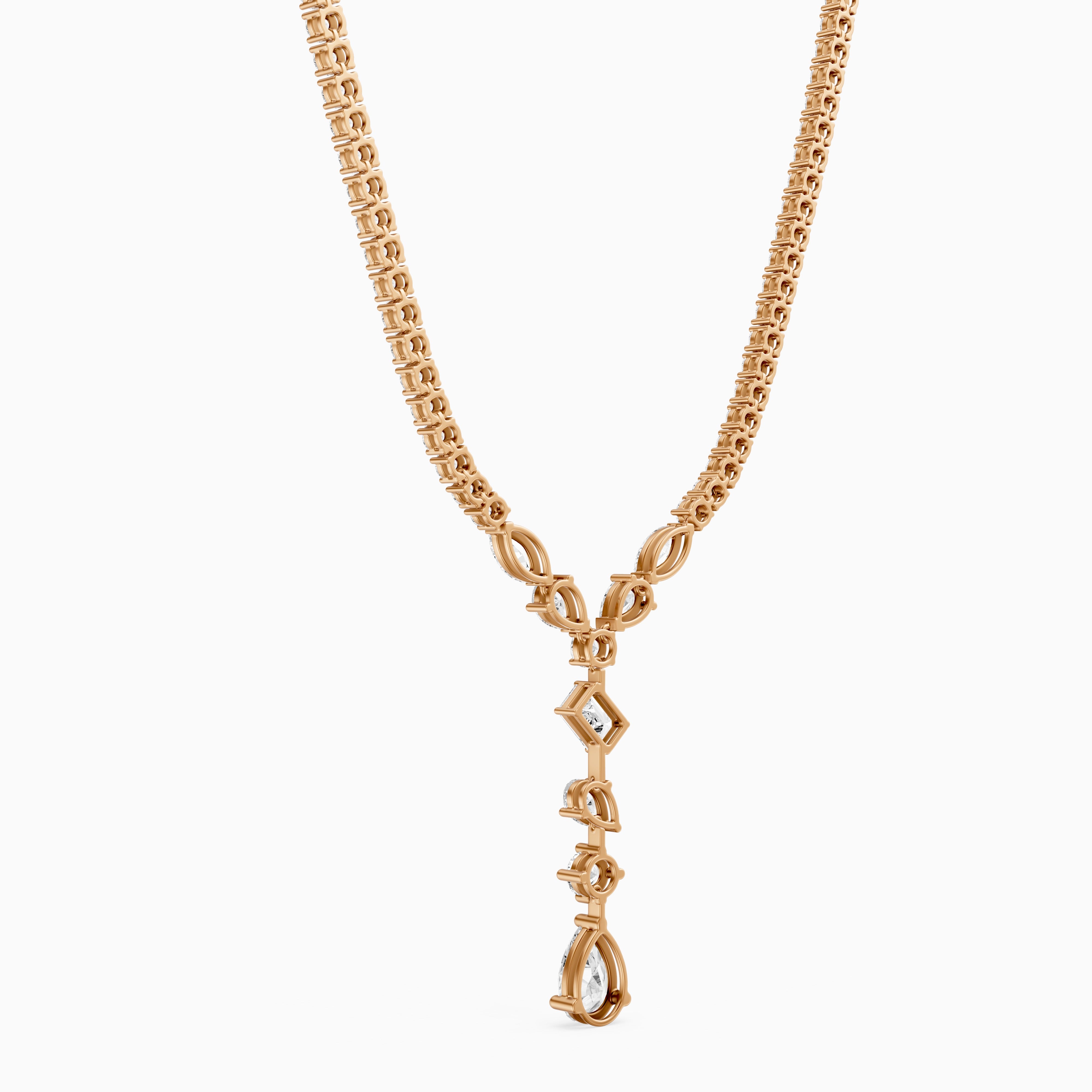 Yaretzi Pear and Emerald Cut Lab-Diamond Lariat Necklace
