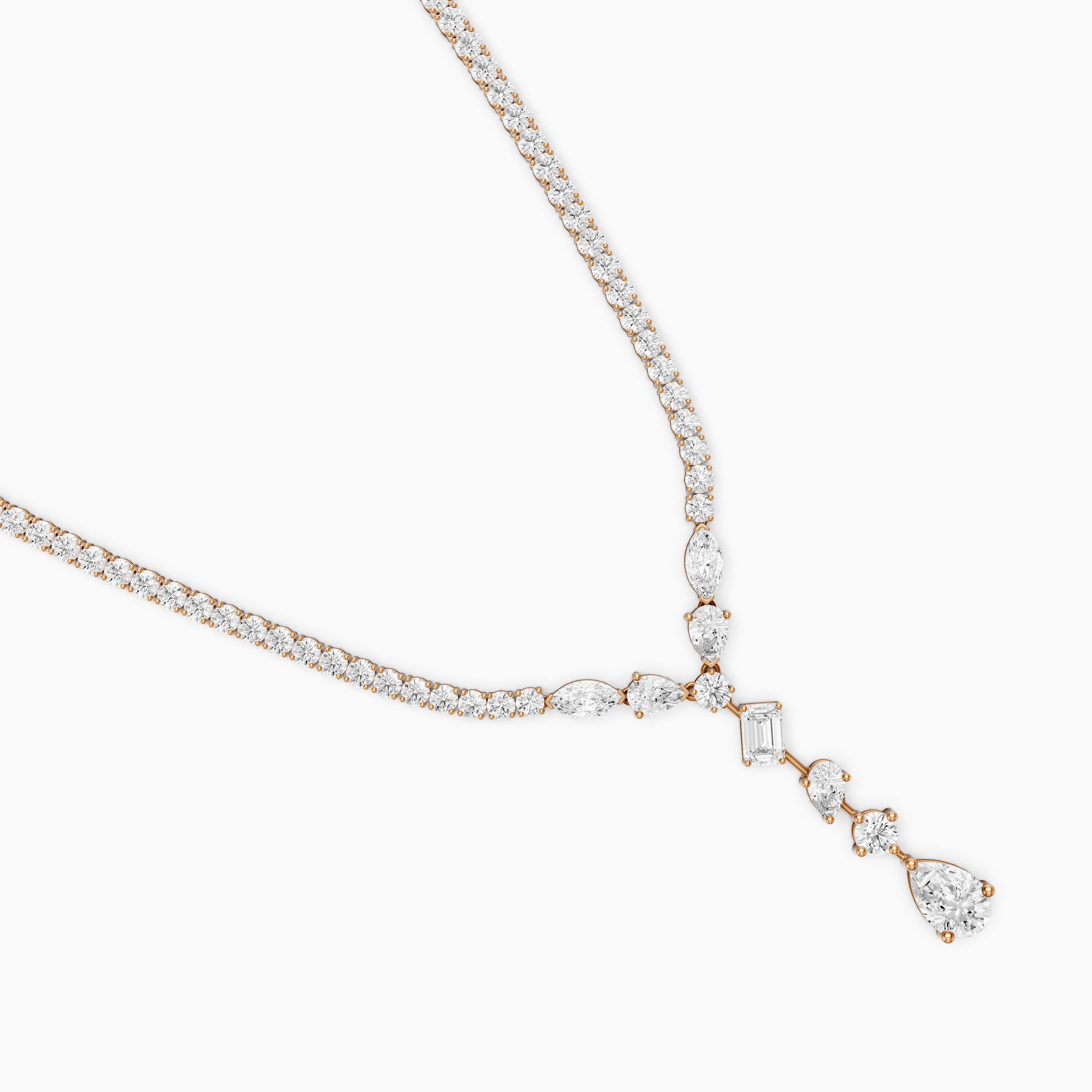 Yaretzi Pear and Emerald Cut Lab-Diamond Lariat Necklace