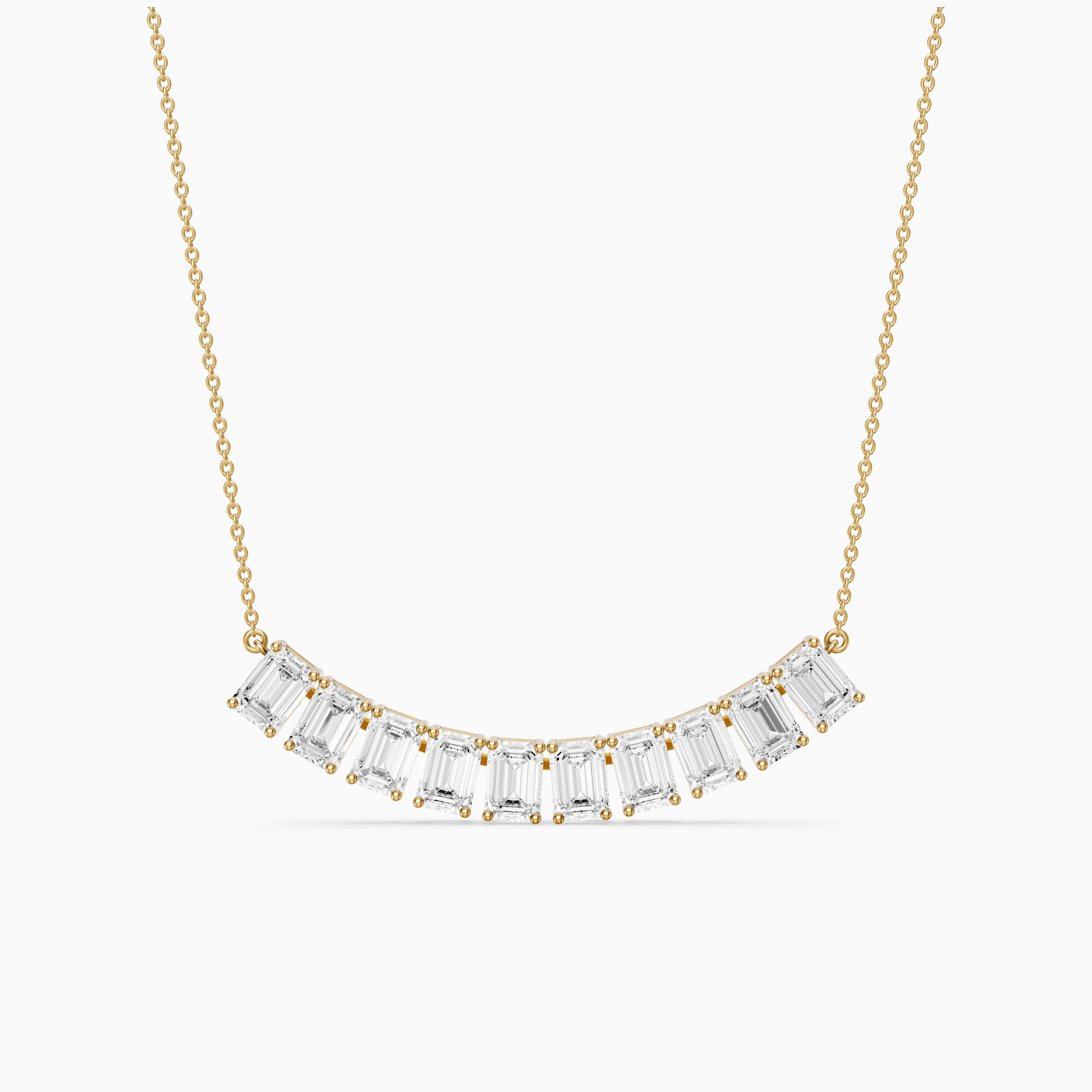 Elaine Emerald Cut Lab Grown Diamond Bar Necklace