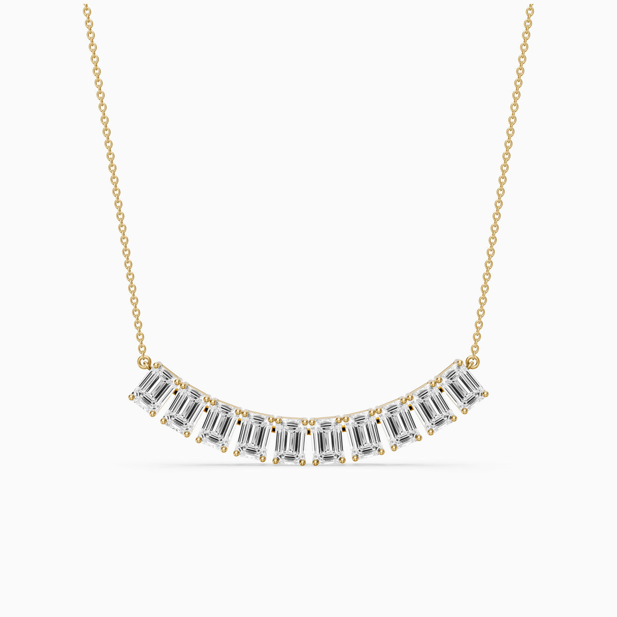 Elaine Emerald Cut Lab Grown Diamond Bar Necklace