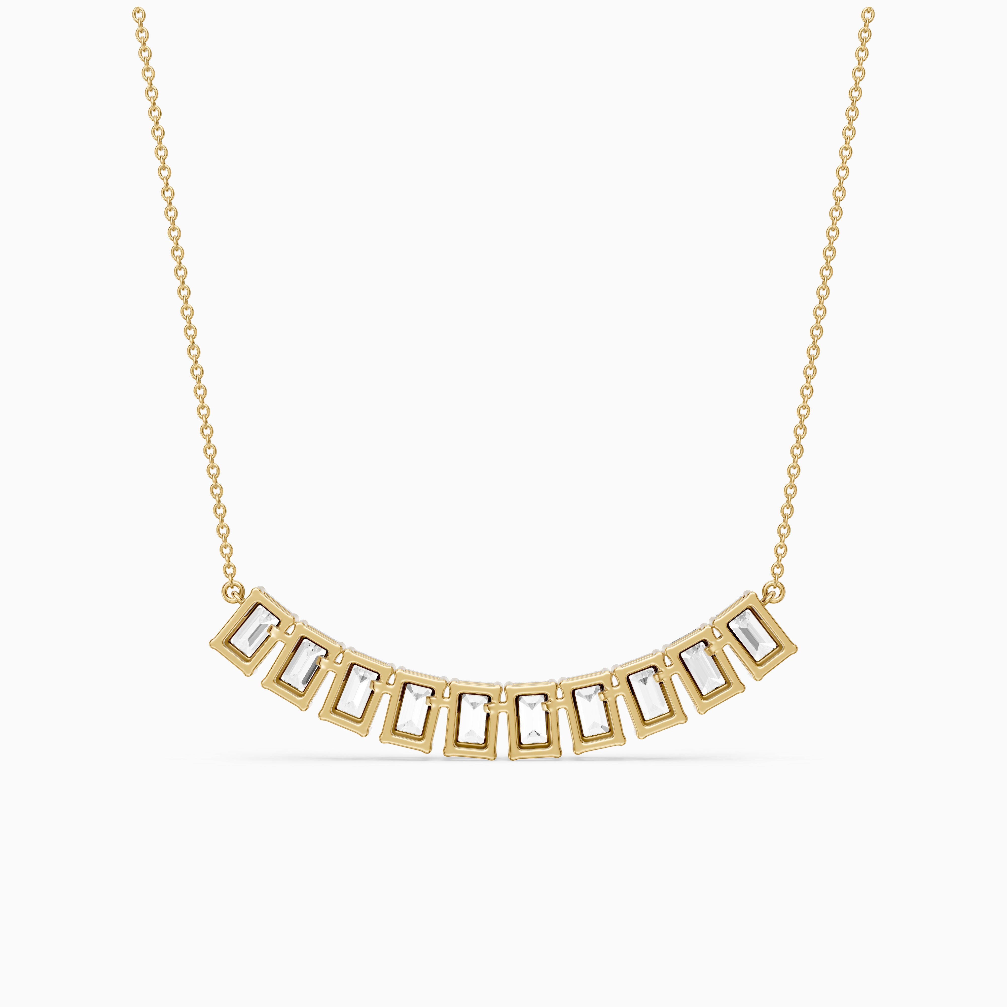Elaine Emerald Cut Lab Grown Diamond Bar Necklace