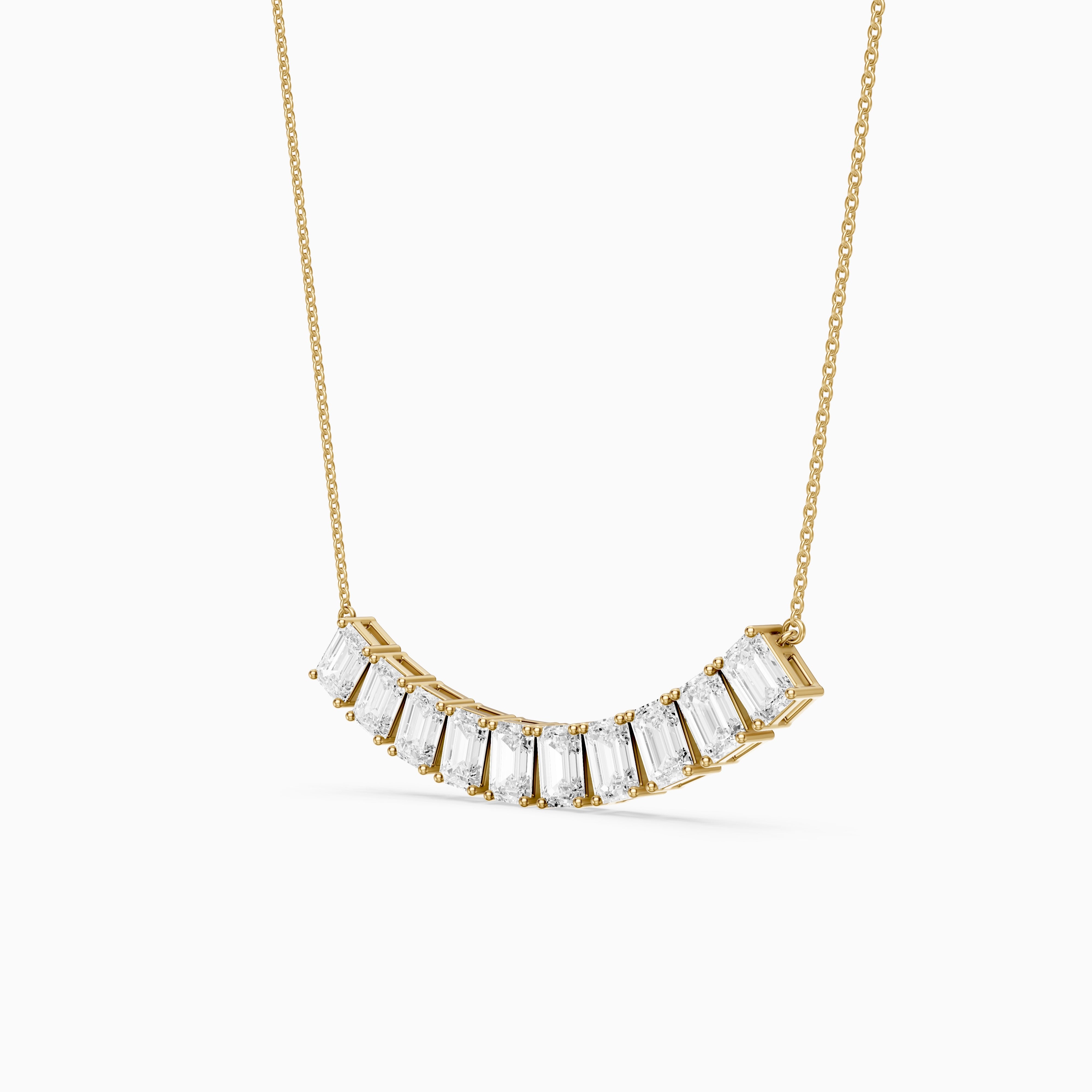 Elaine Emerald Cut Lab Grown Diamond Bar Necklace