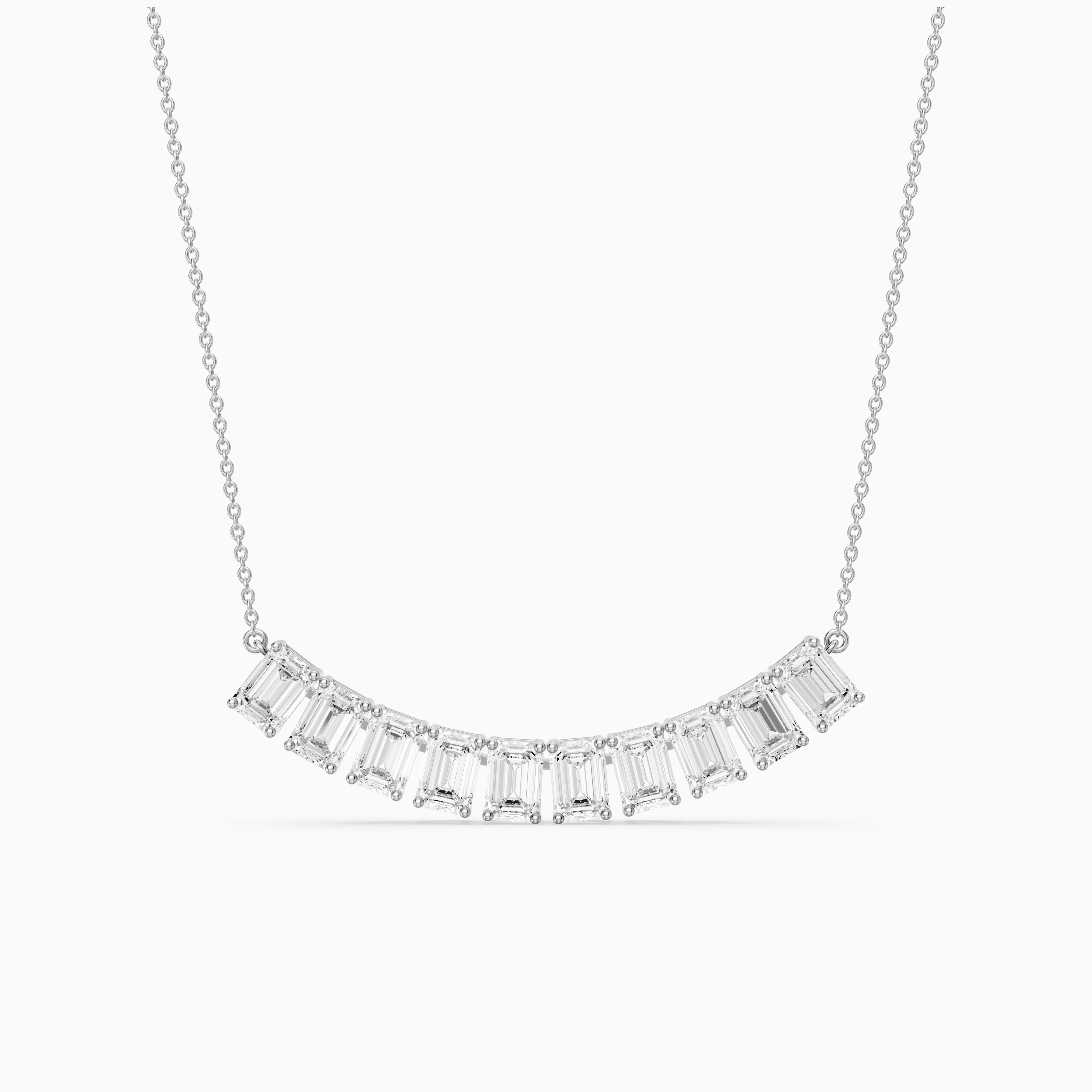 Elaine Emerald Cut Lab Grown Diamond Bar Necklace