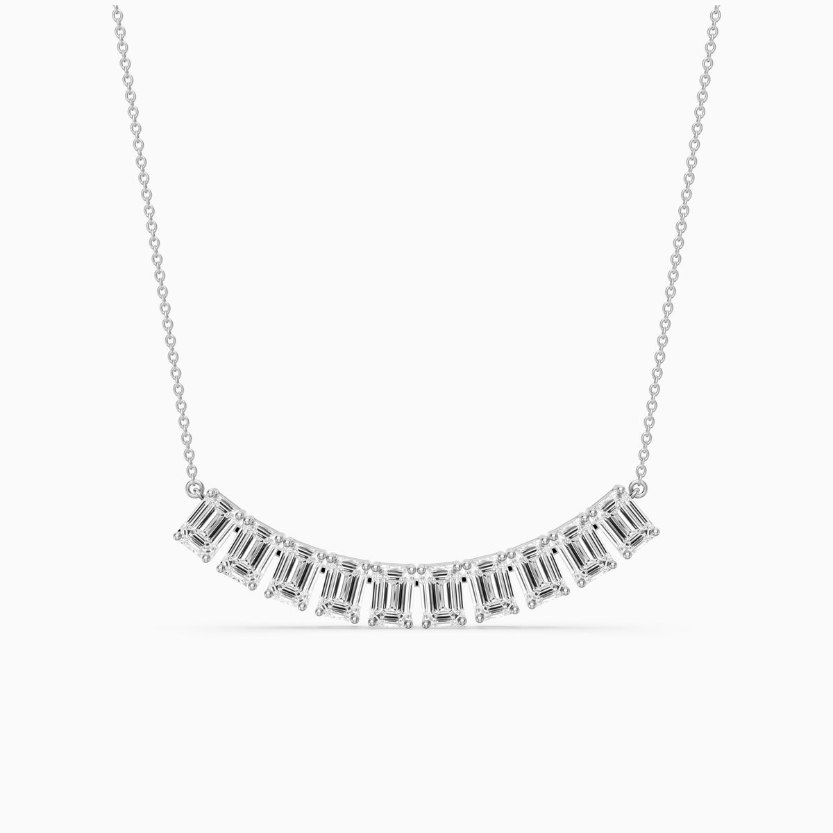 Elaine Emerald Cut Lab Grown Diamond Bar Necklace