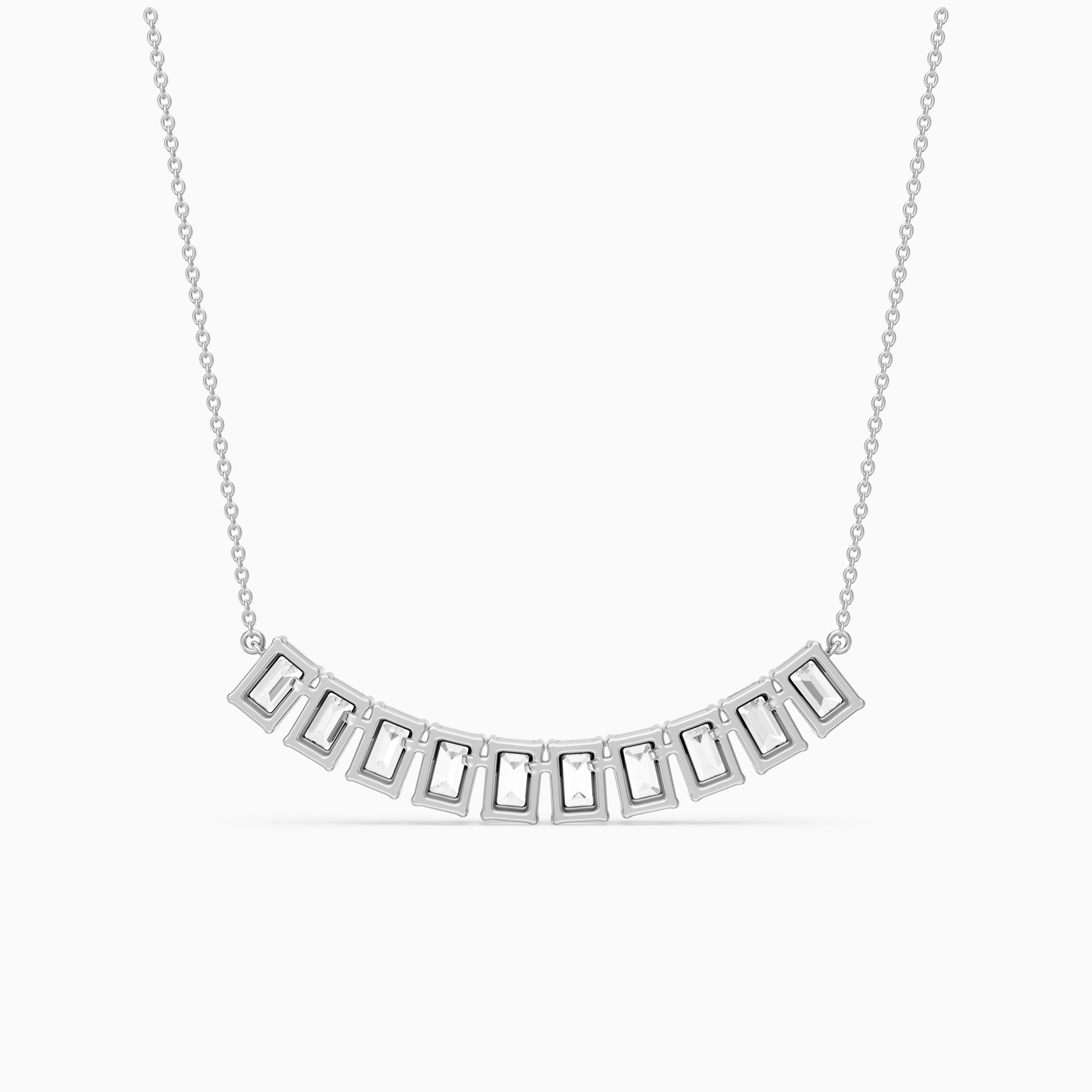 Elaine Emerald Cut Lab Grown Diamond Bar Necklace