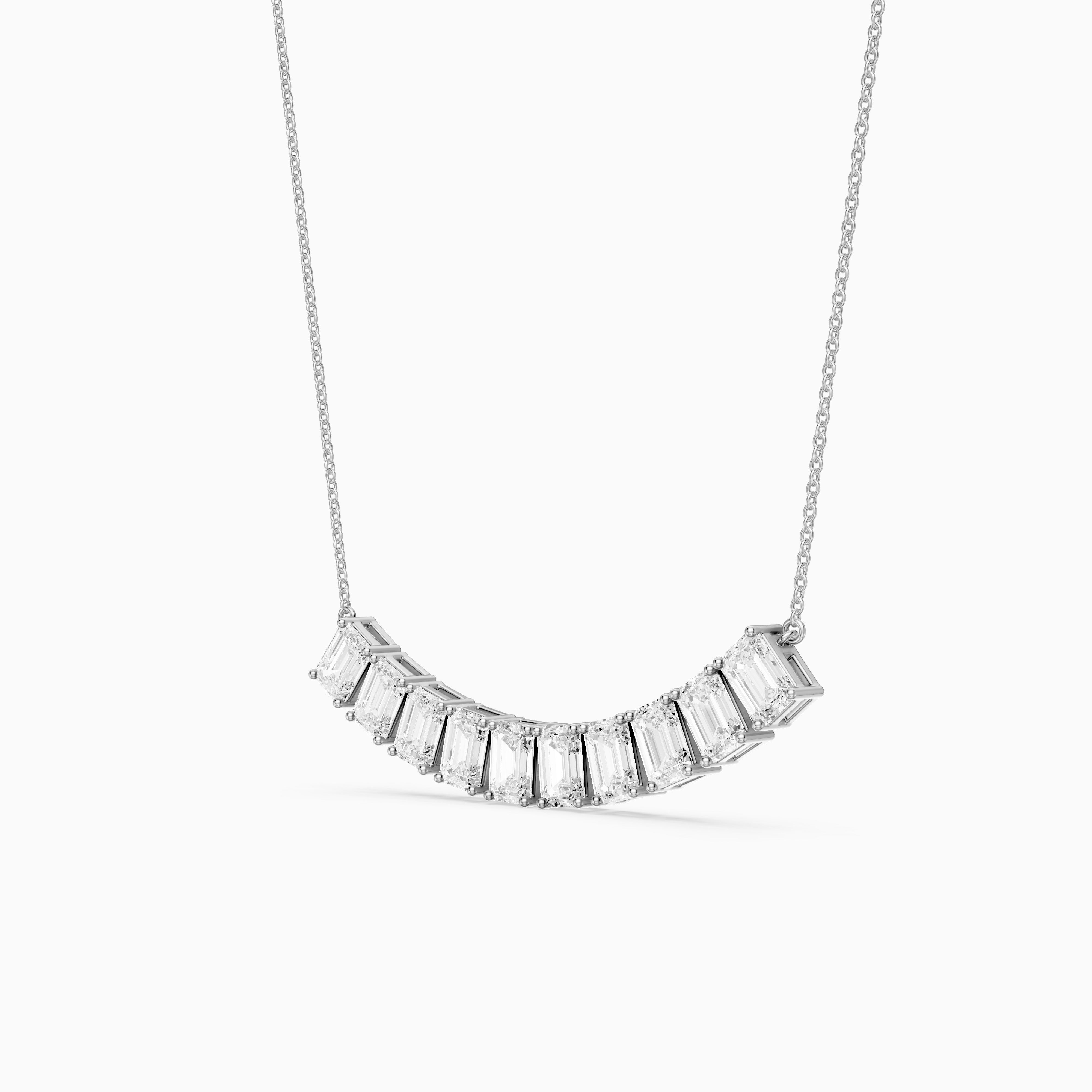 Elaine Emerald Cut Lab Grown Diamond Bar Necklace