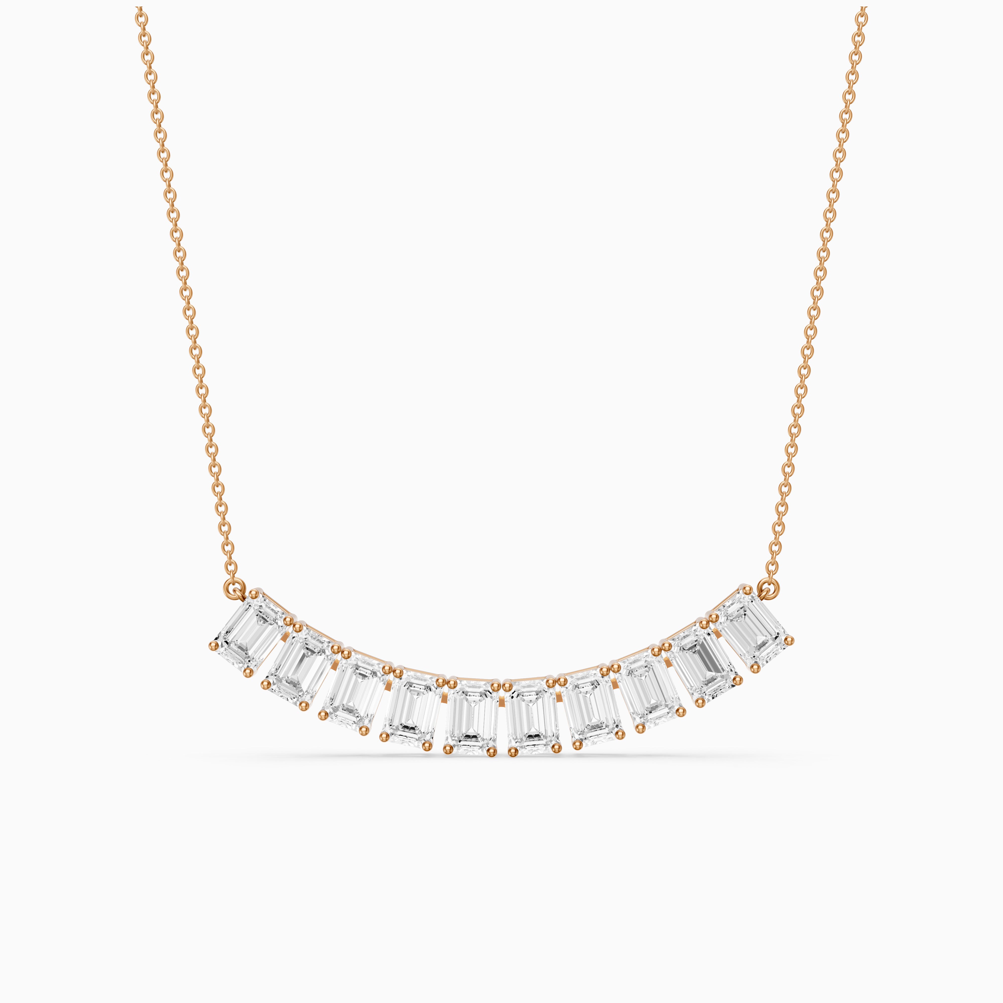 Elaine Emerald Cut Lab Grown Diamond Bar Necklace
