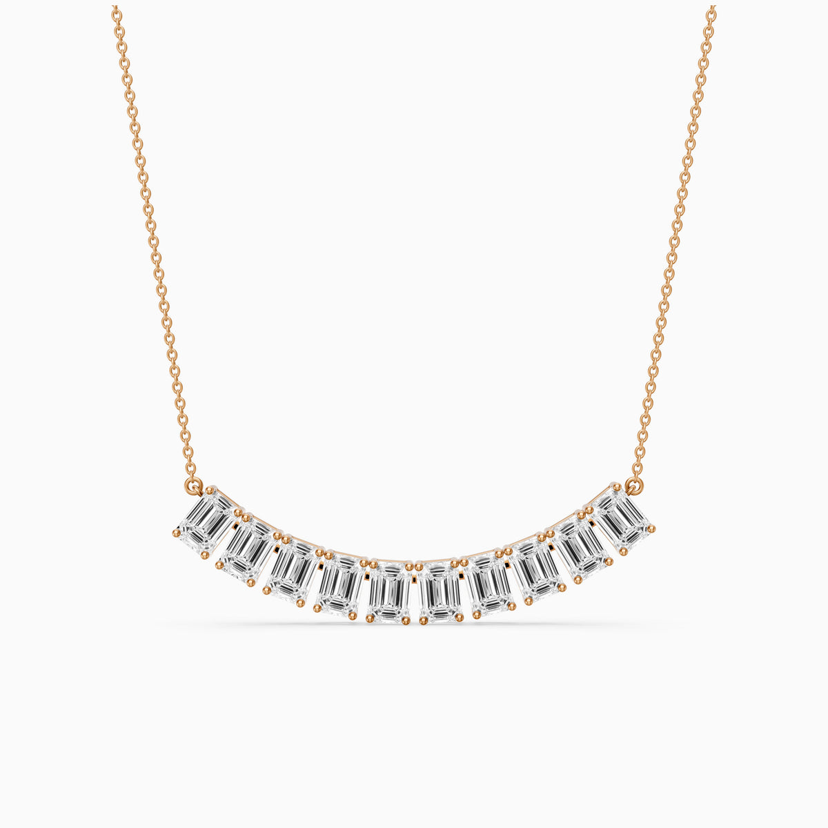 Elaine Emerald Cut Lab Grown Diamond Bar Necklace