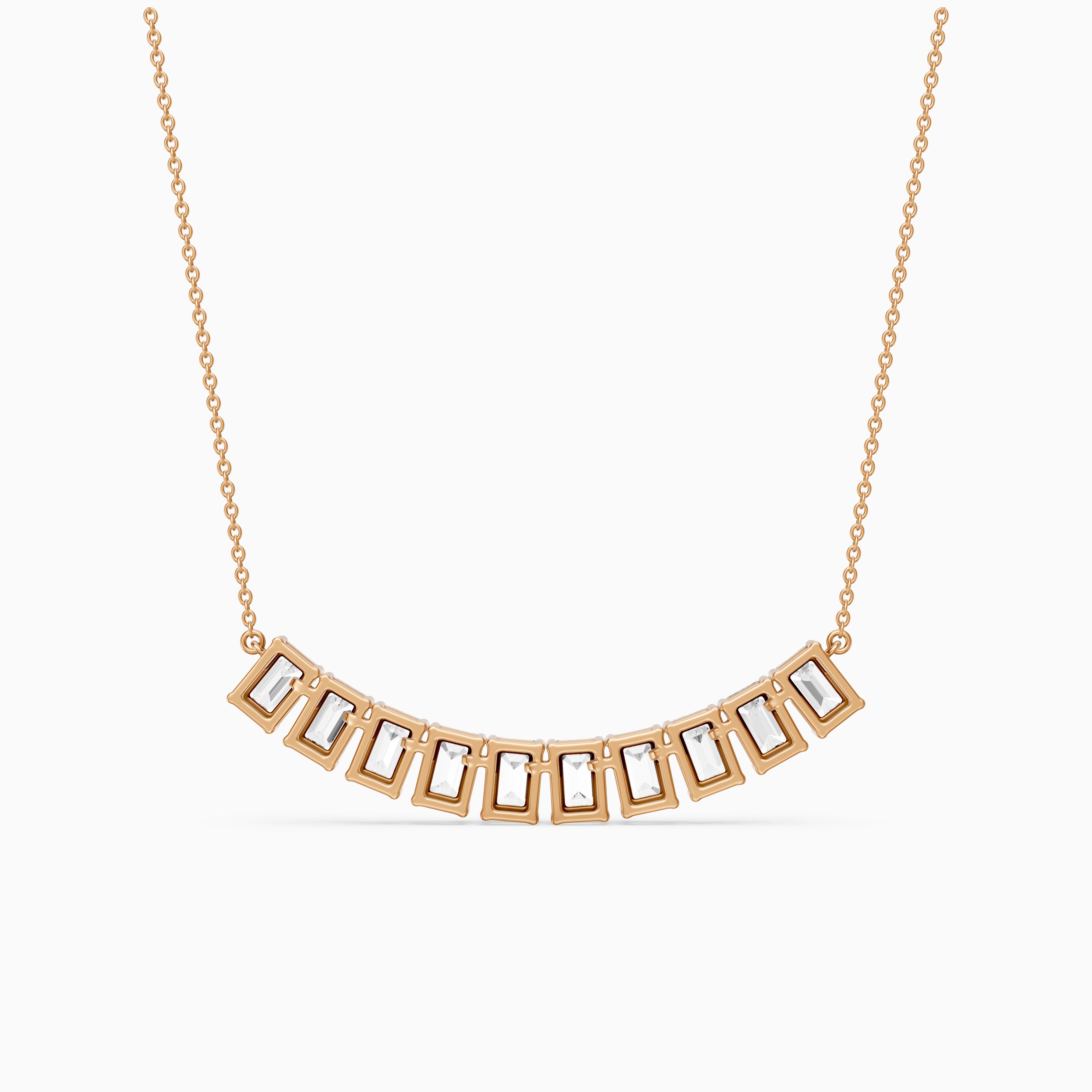 Elaine Emerald Cut Lab Grown Diamond Bar Necklace