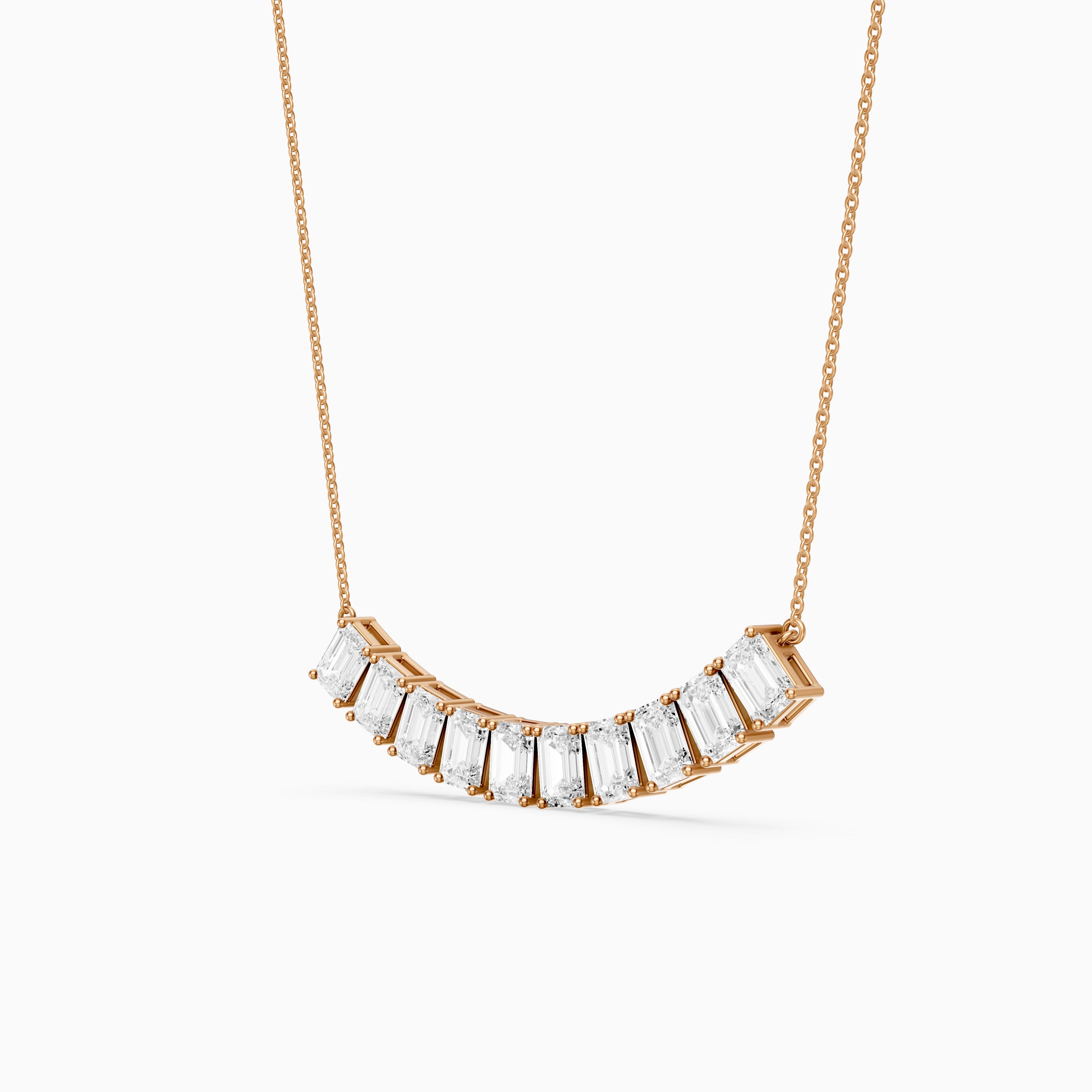 Elaine Emerald Cut Lab Grown Diamond Bar Necklace