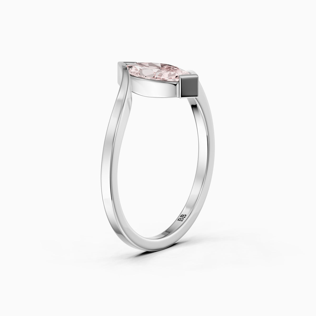 Cia Marquise Cut Solitaire Bypass Shank Pink Lab Grown Diamond Ring