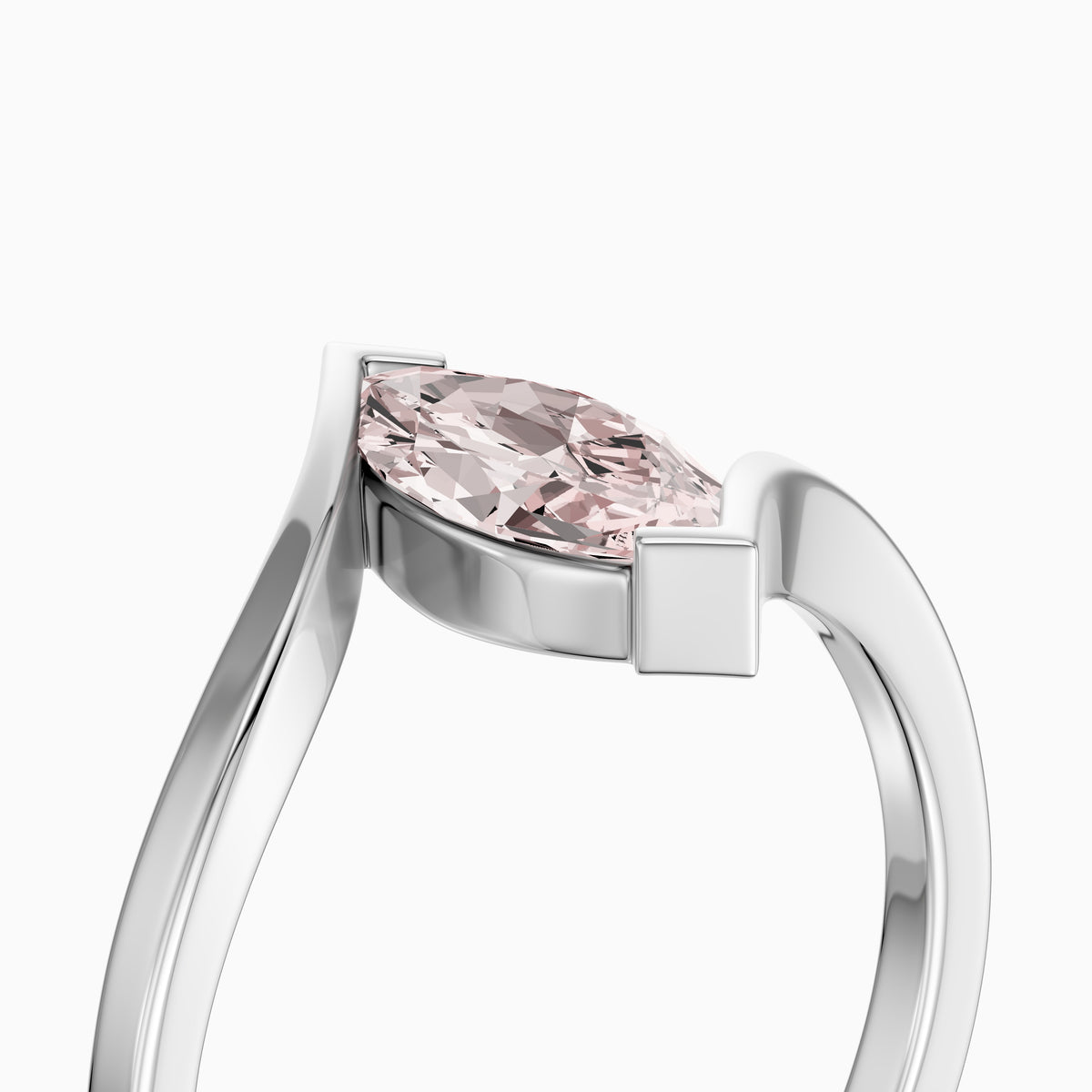 Cia Marquise Cut Solitaire Bypass Shank Pink Lab Grown Diamond Ring