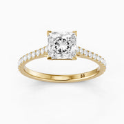 Jennie 4 Prong Princess Cut Pave Side Stone Moissanite Diamond Ring
