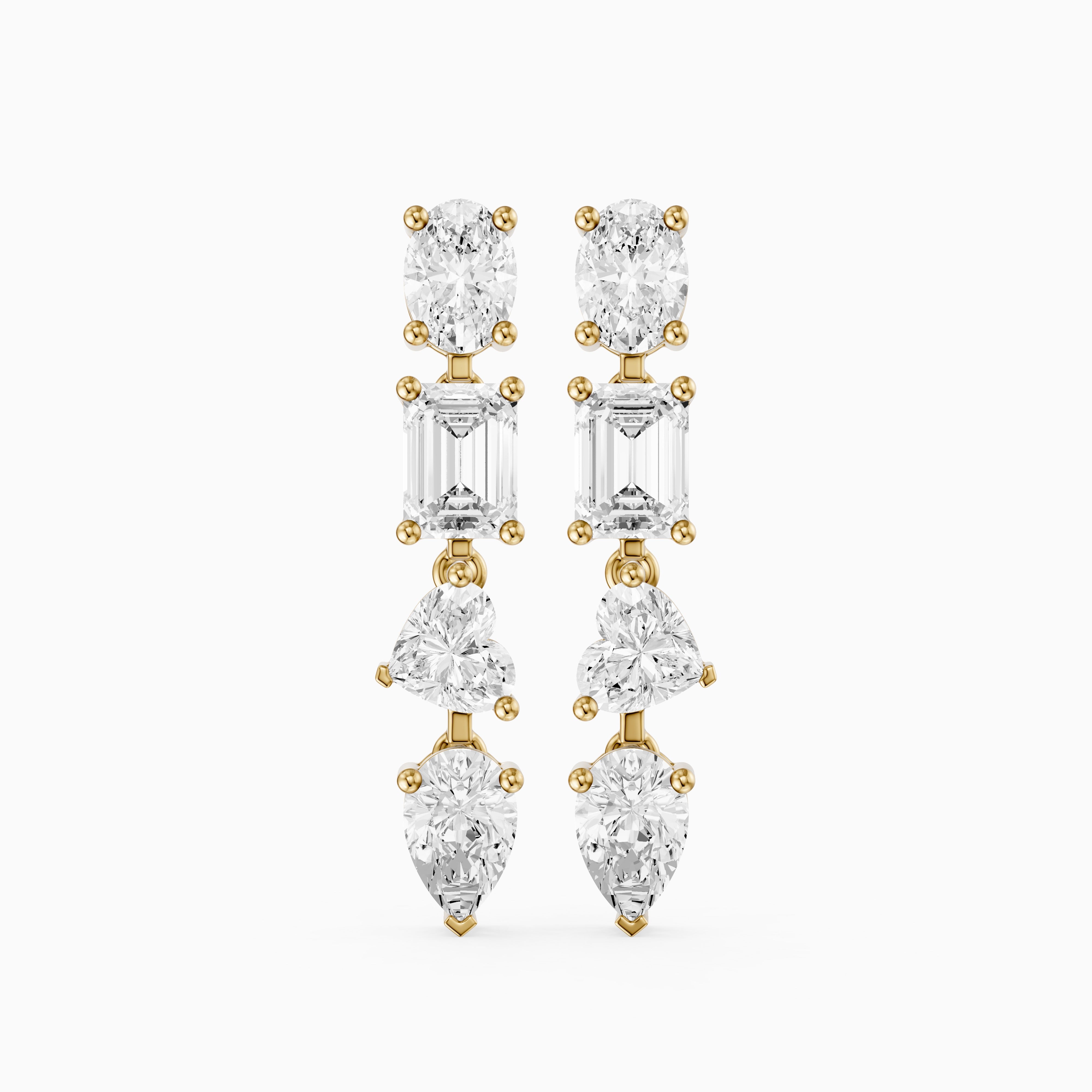 Queenie Oval, Emerald Cut, Heart, and Pear Lab Grown Diamond Drop Earrings