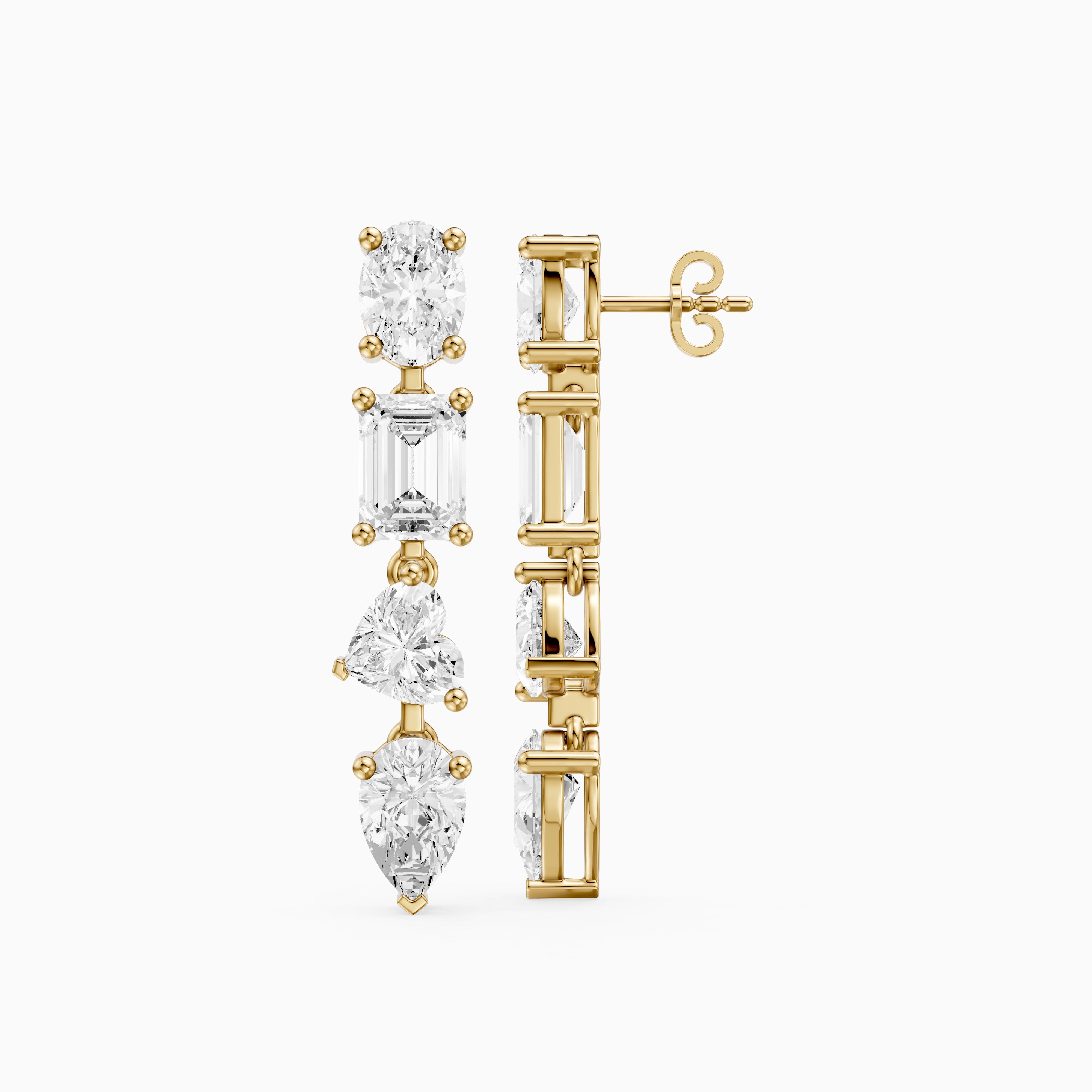 Queenie Oval, Emerald Cut, Heart, and Pear Lab Grown Diamond Drop Earrings