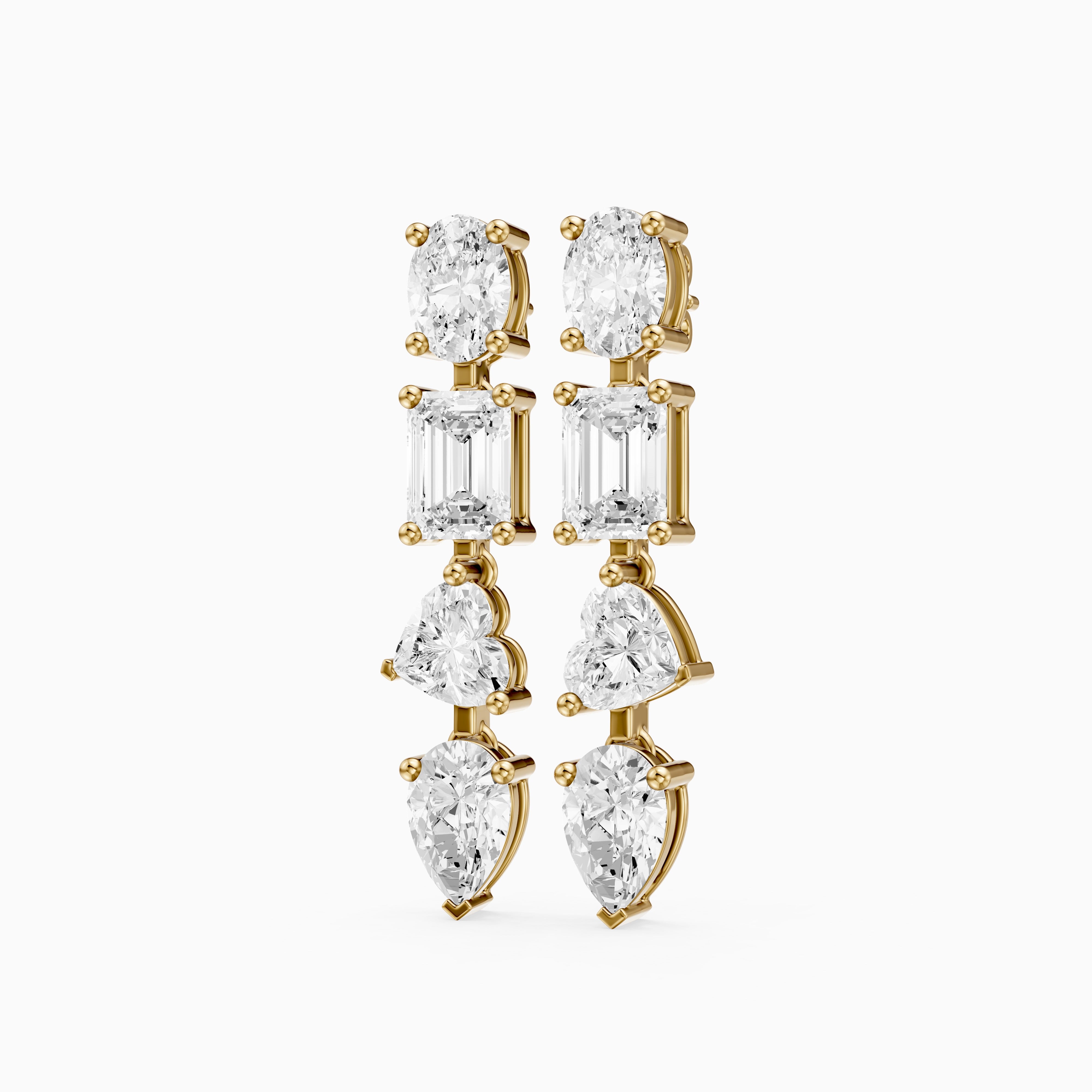 Queenie Oval, Emerald Cut, Heart, and Pear Lab Grown Diamond Drop Earrings