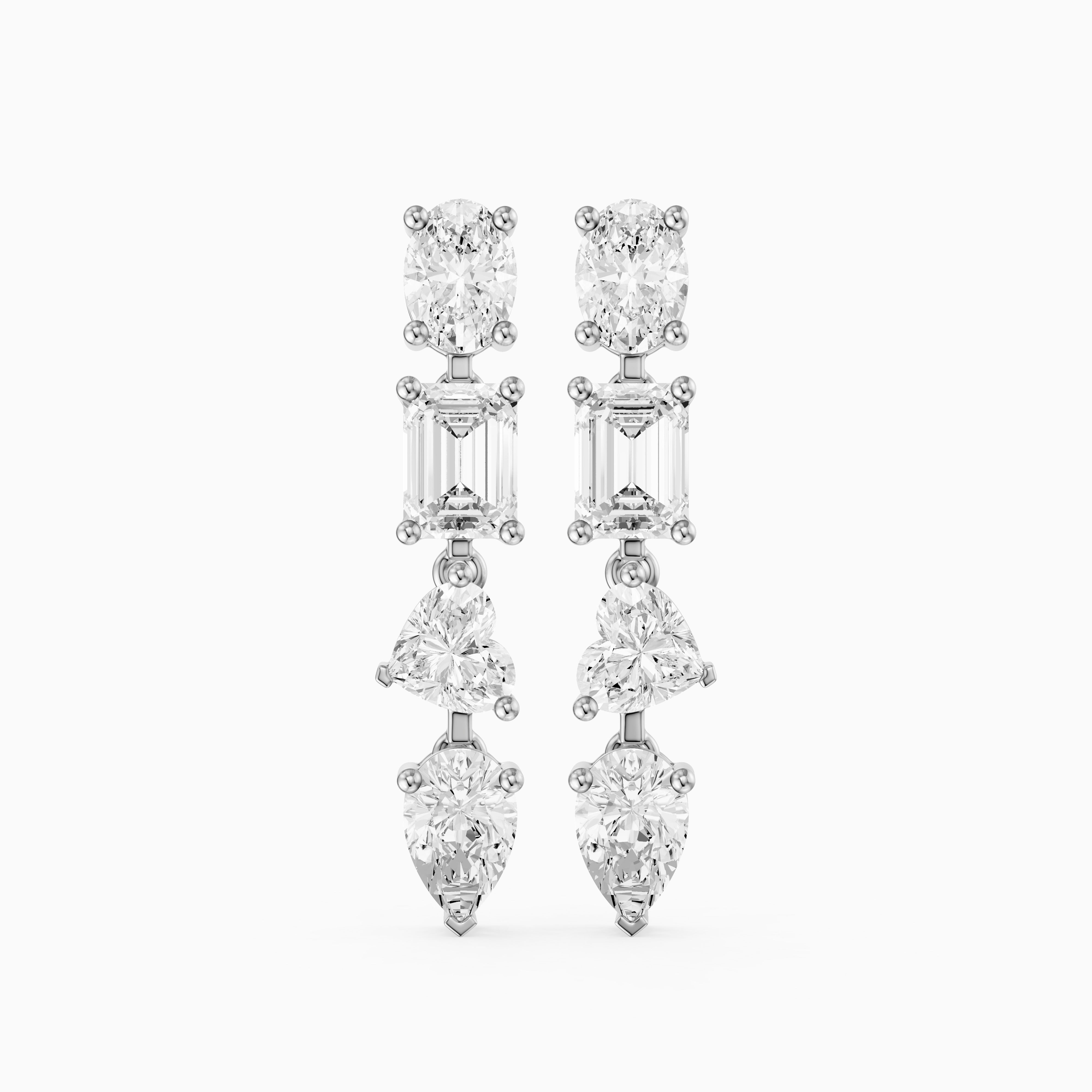Queenie Oval, Emerald Cut, Heart, and Pear Lab Grown Diamond Drop Earrings