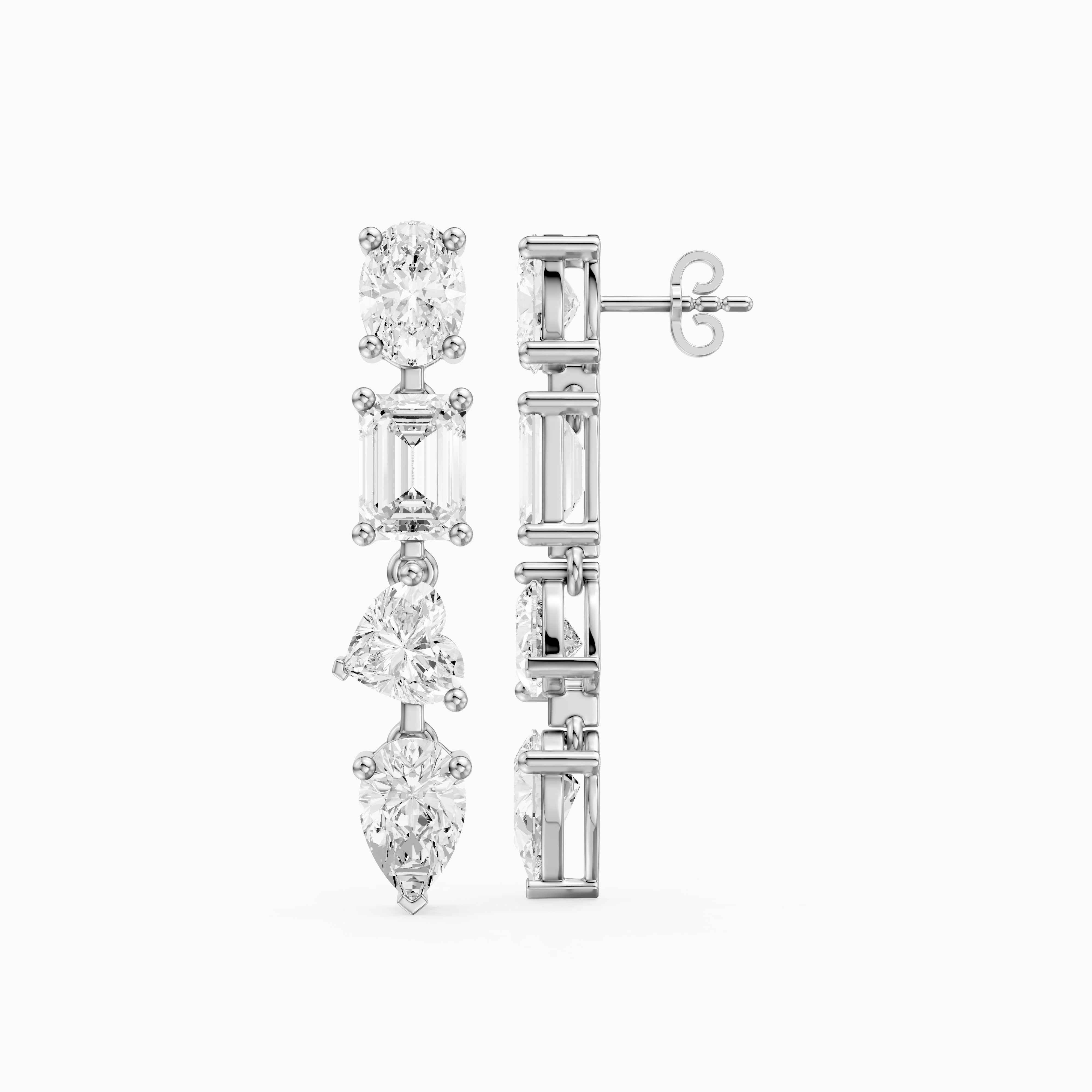 Queenie Oval, Emerald Cut, Heart, and Pear Lab Grown Diamond Drop Earrings