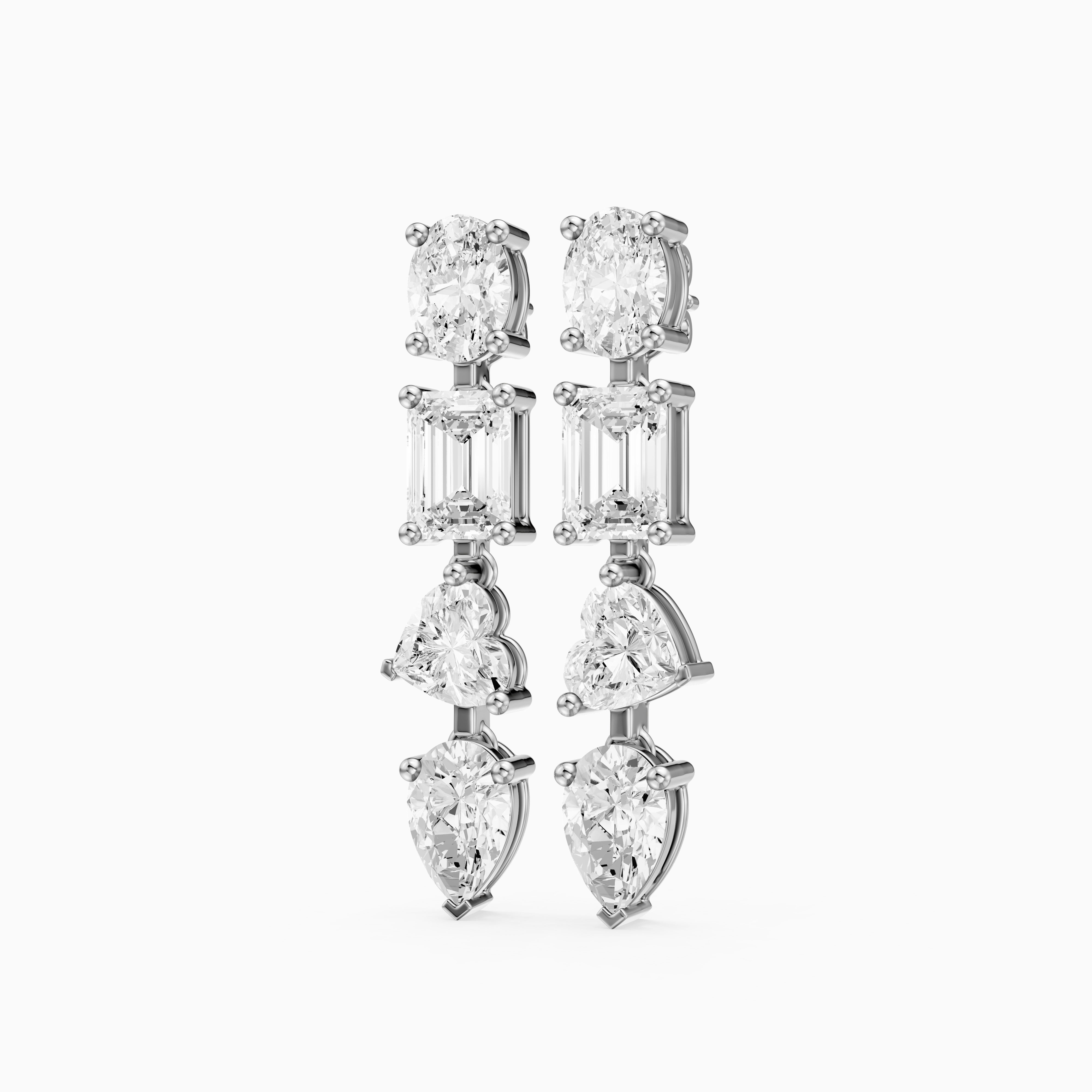 Queenie Oval, Emerald Cut, Heart, and Pear Lab Grown Diamond Drop Earrings
