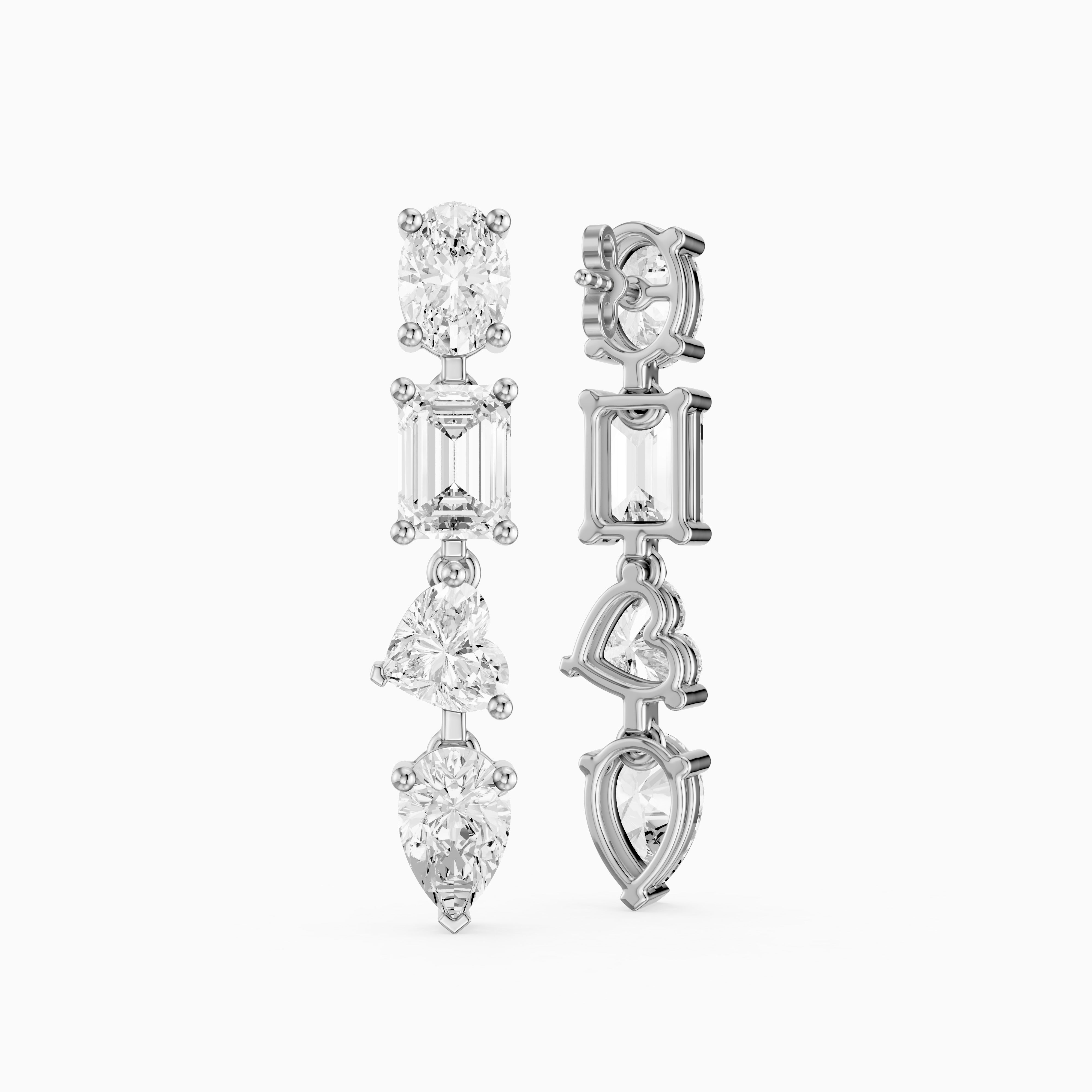 Queenie Oval, Emerald Cut, Heart, and Pear Lab Grown Diamond Drop Earrings
