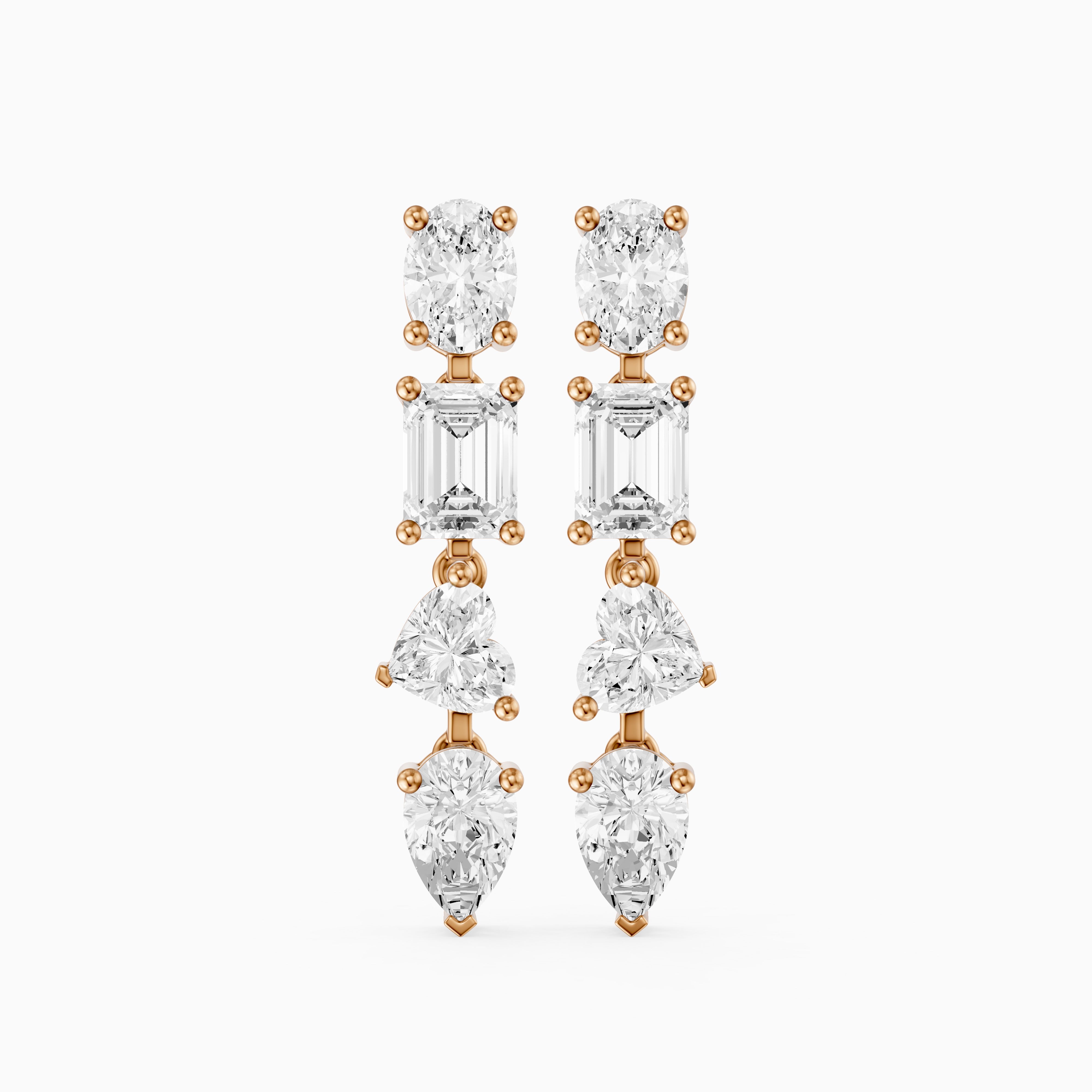 Queenie Oval, Emerald Cut, Heart, and Pear Lab Grown Diamond Drop Earrings