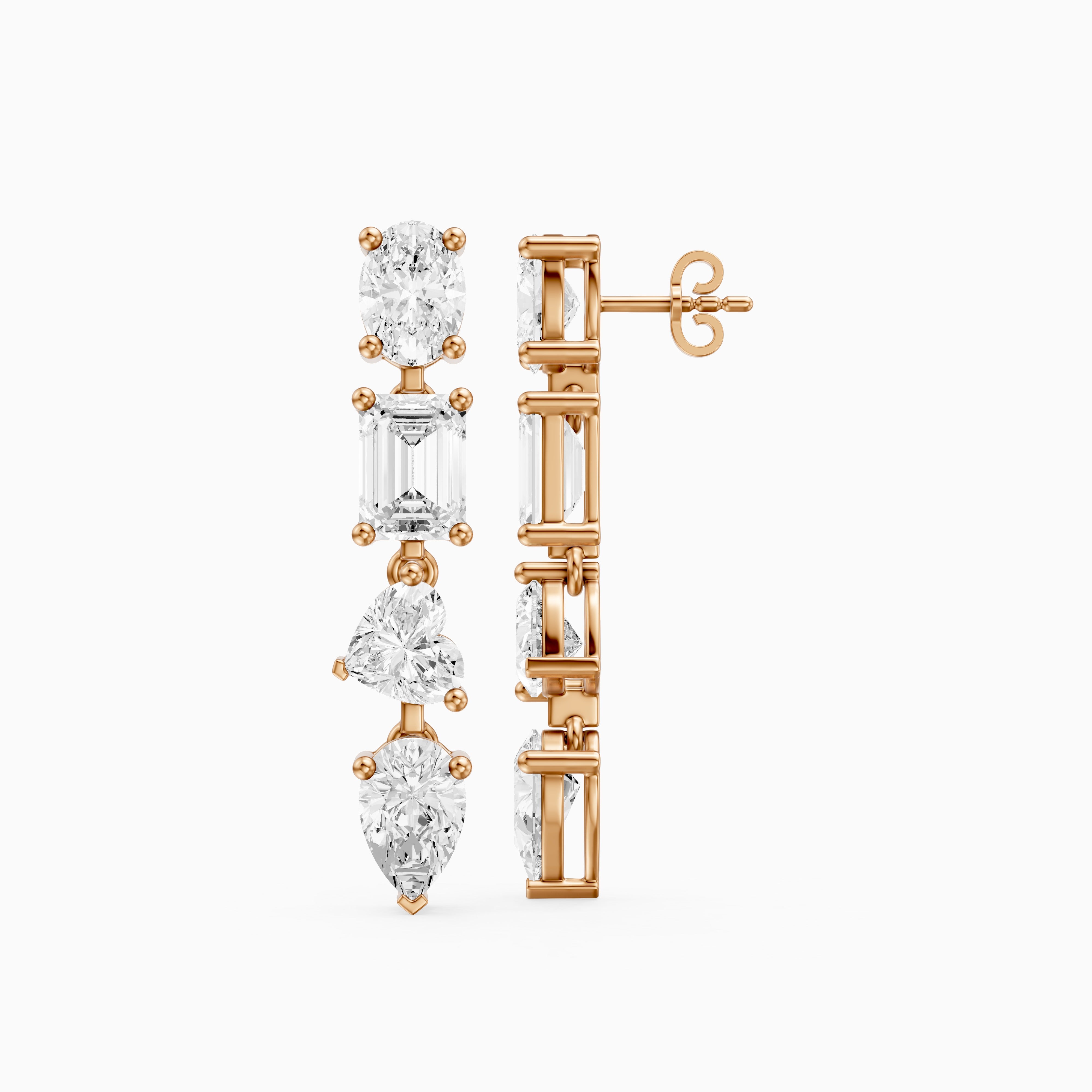Queenie Oval, Emerald Cut, Heart, and Pear Lab Grown Diamond Drop Earrings