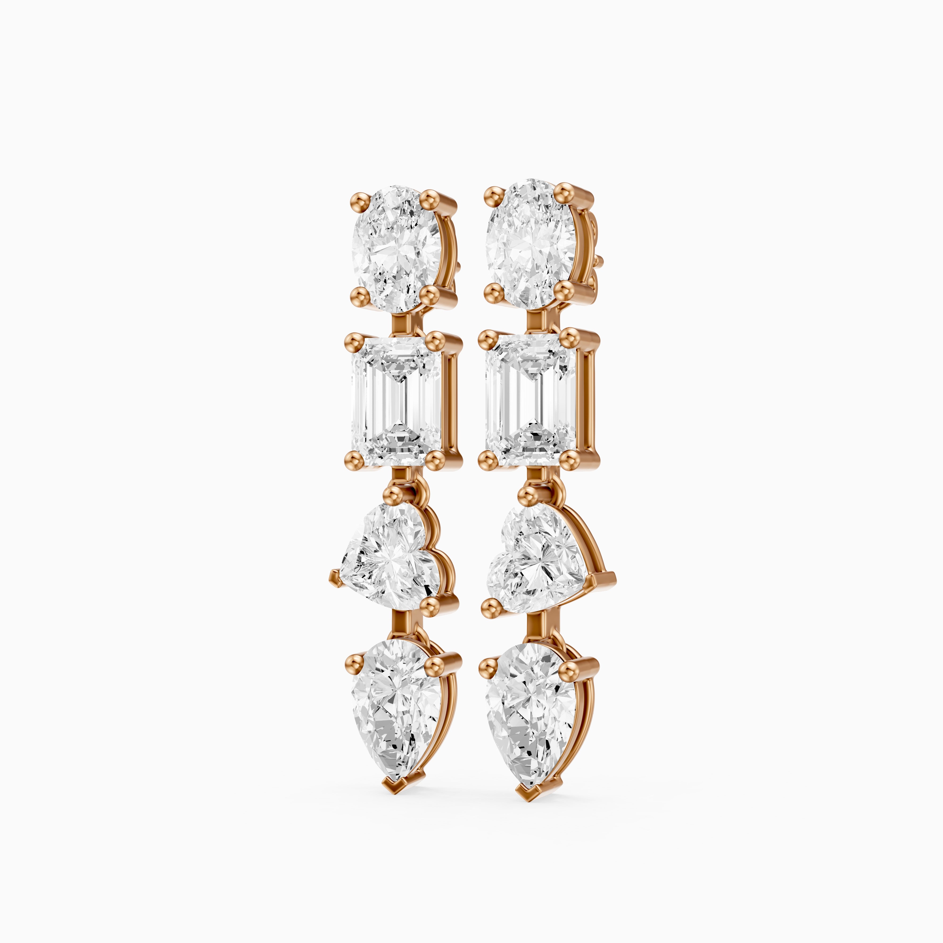 Queenie Oval, Emerald Cut, Heart, and Pear Lab Grown Diamond Drop Earrings