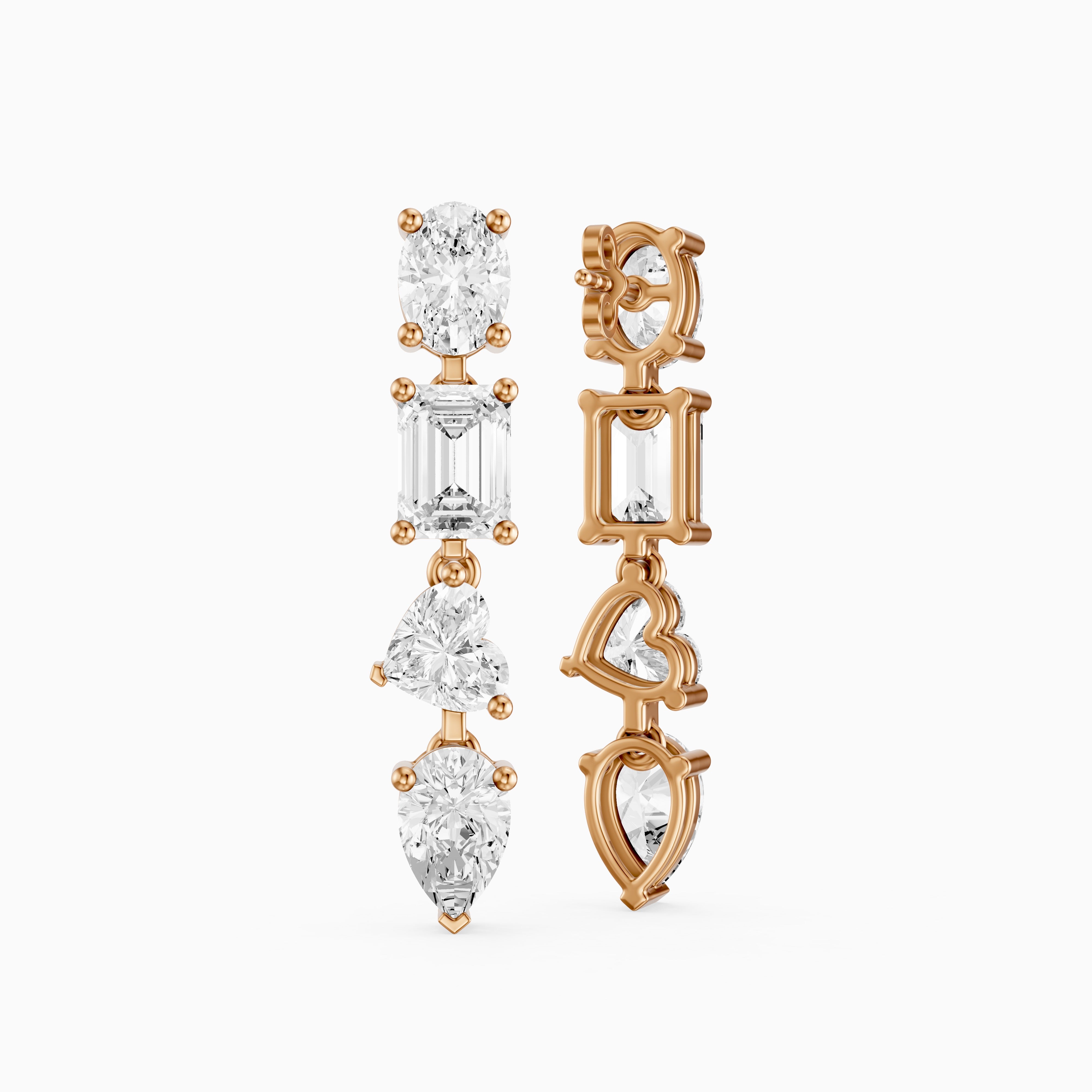 Queenie Oval, Emerald Cut, Heart, and Pear Lab Grown Diamond Drop Earrings