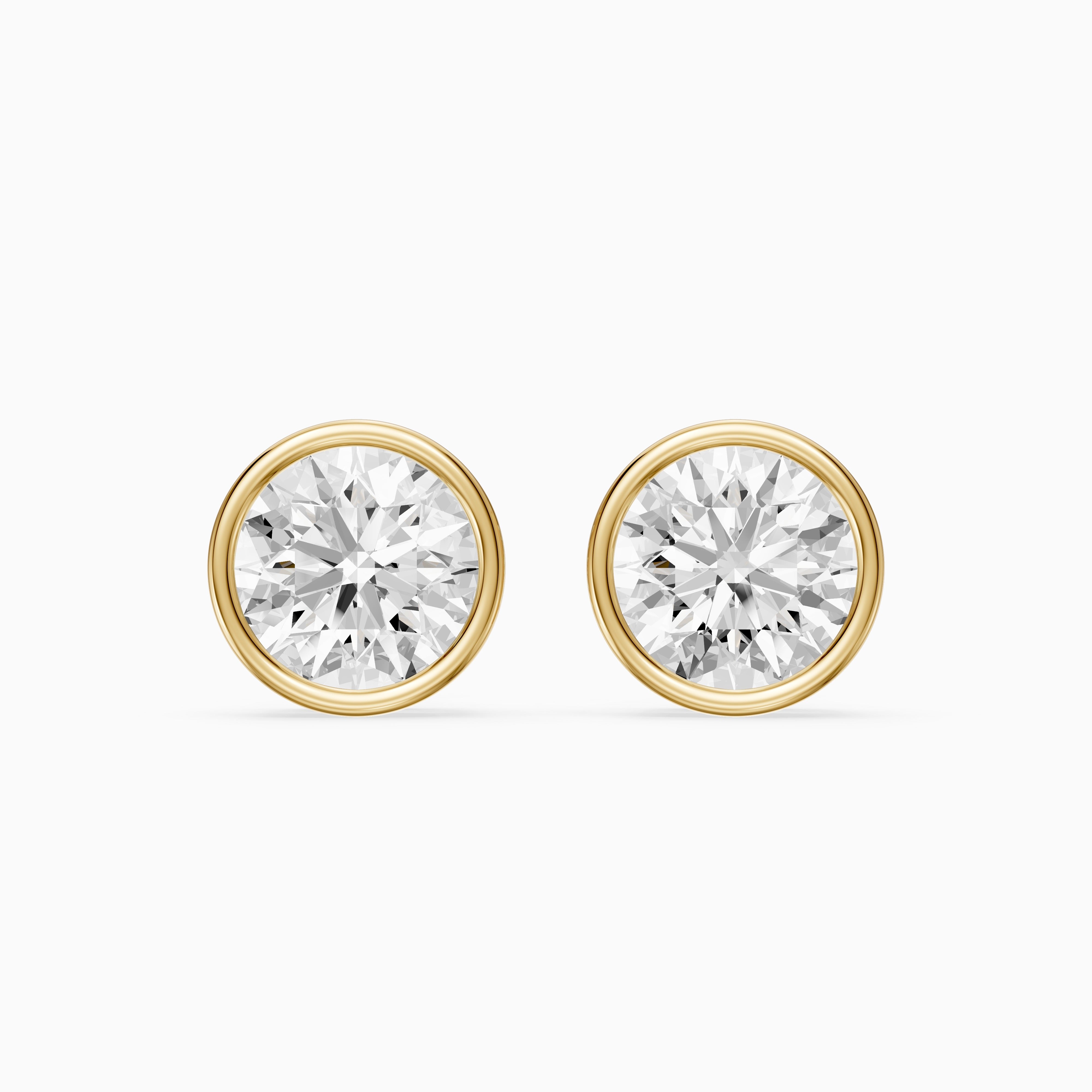 Meliora Round Cut Lab Grown Diamond Solitaire Bezel Stud Earrings