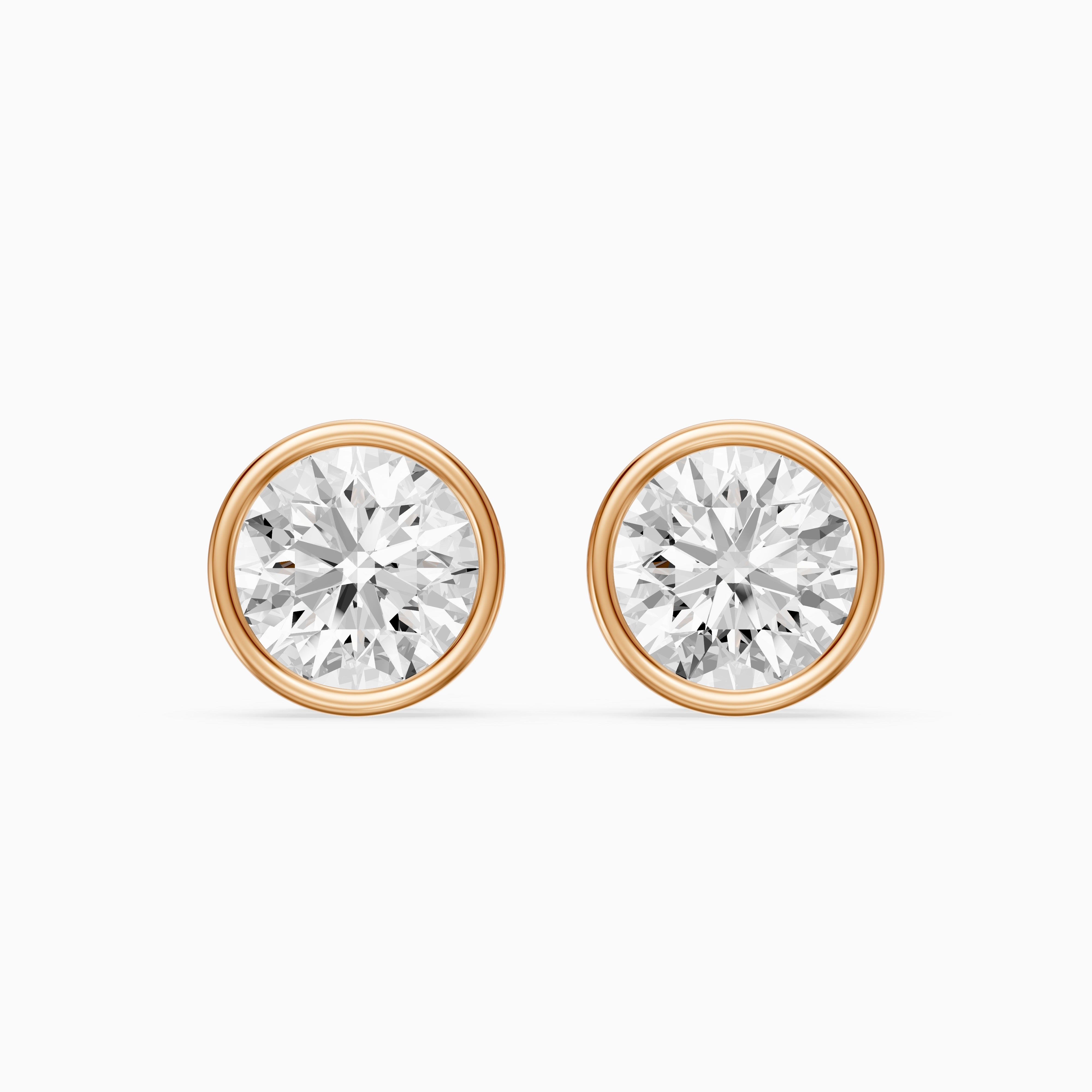 Meliora Round Cut Lab Grown Diamond Solitaire Bezel Stud Earrings