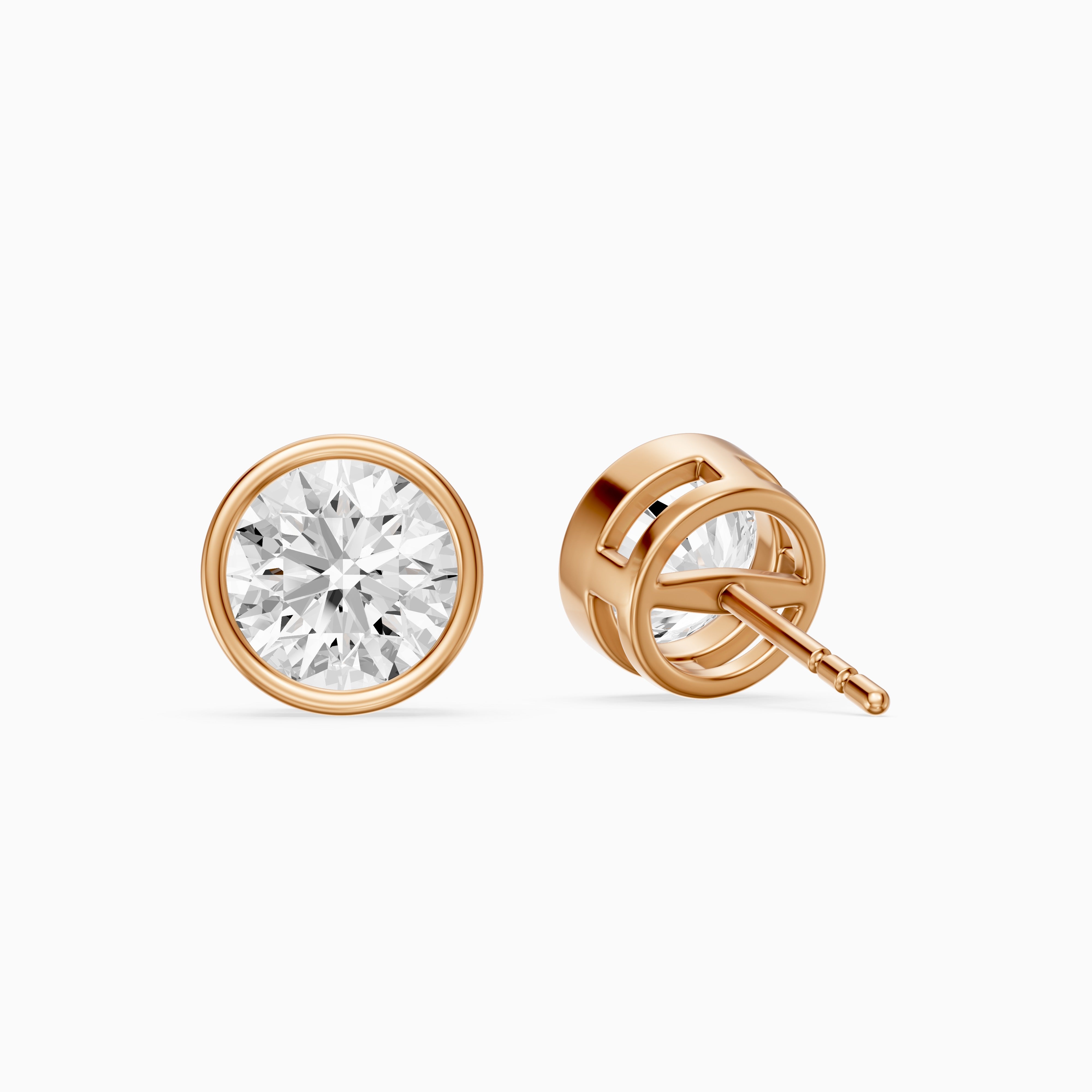 Meliora Round Cut Lab Grown Diamond Solitaire Bezel Stud Earrings