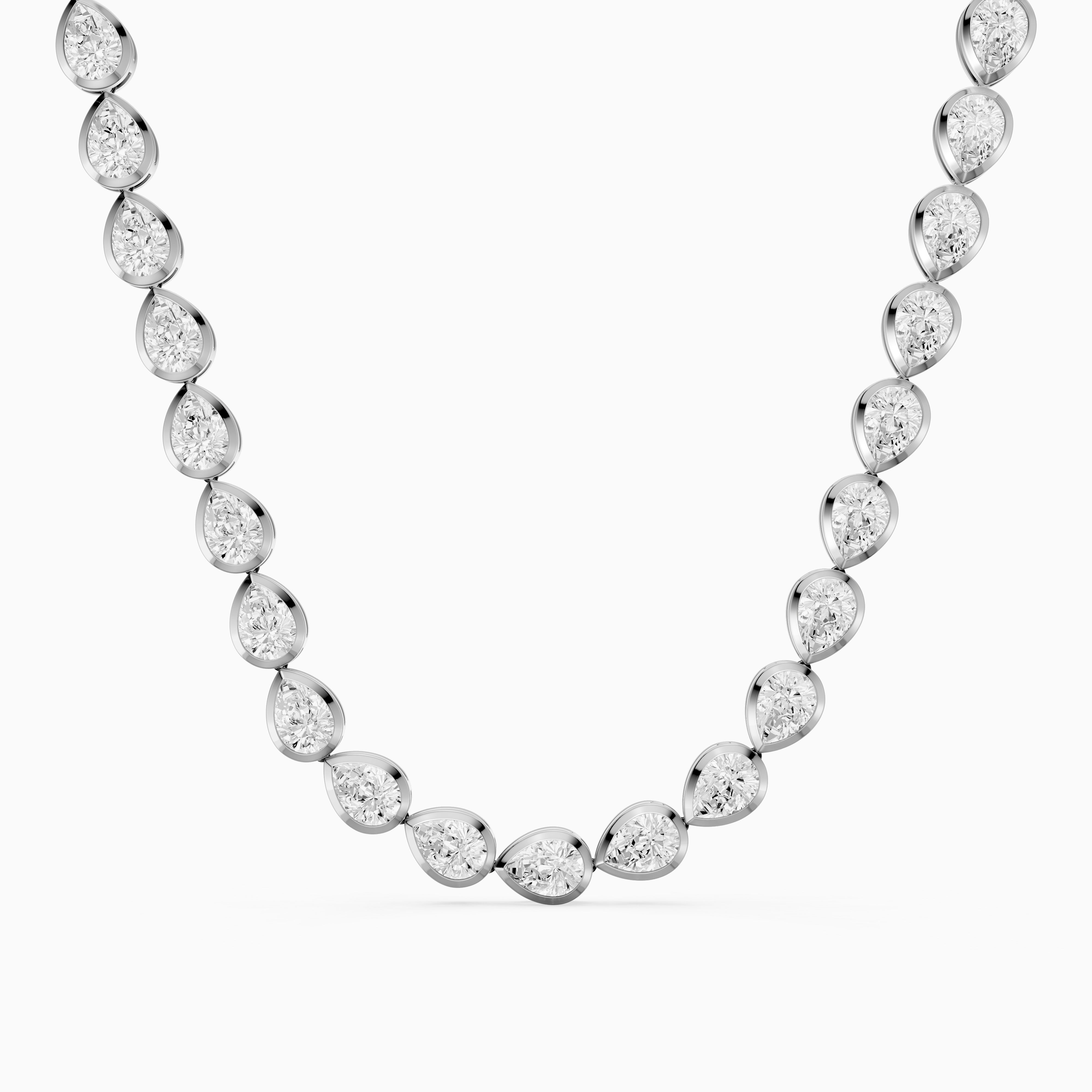 Alondra Pear Lab Grown Diamond East West Bezel Set Tennis Necklace
