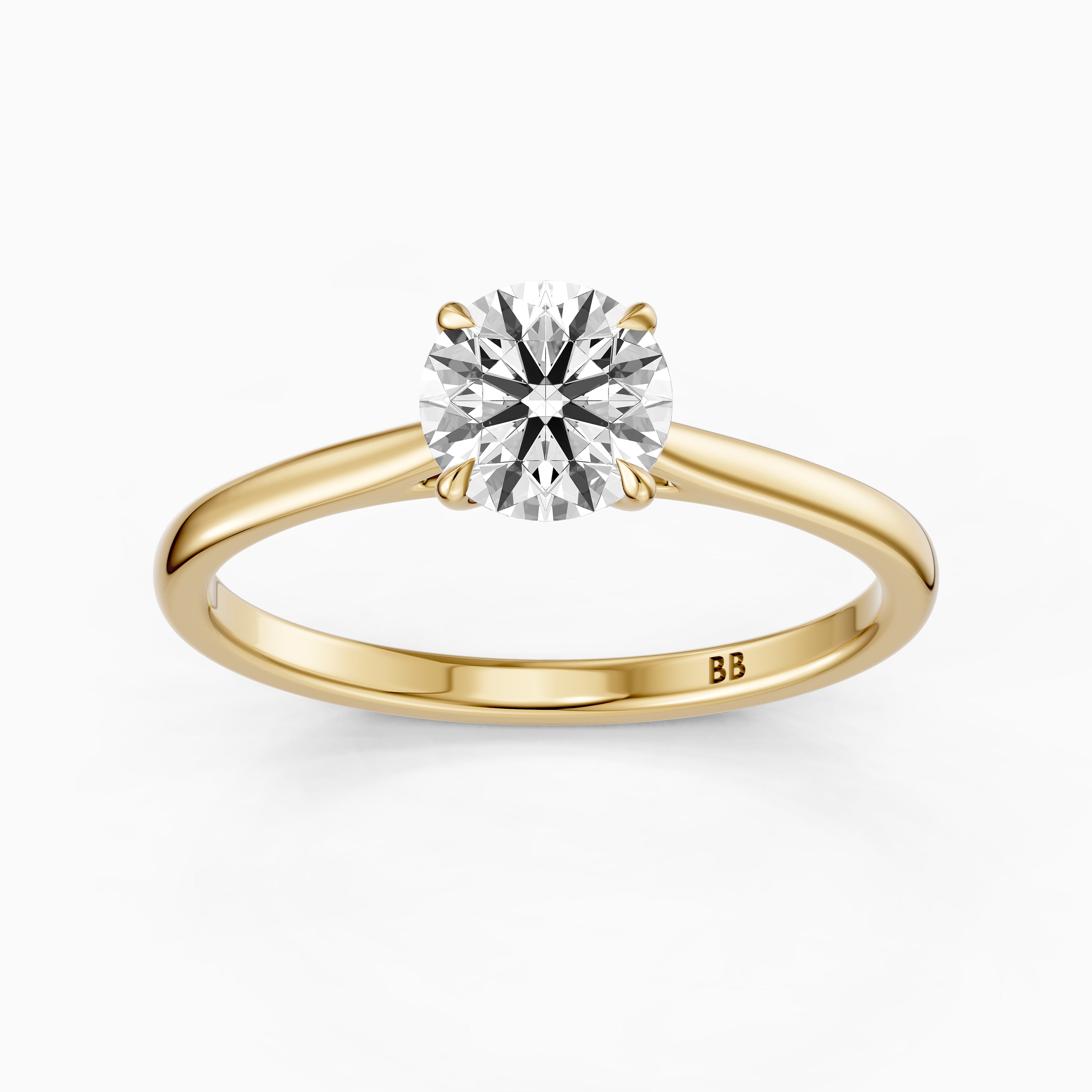 Maddie 4 Prong Round Cut Solitaire Cathedral Style Moissanite Diamond Ring