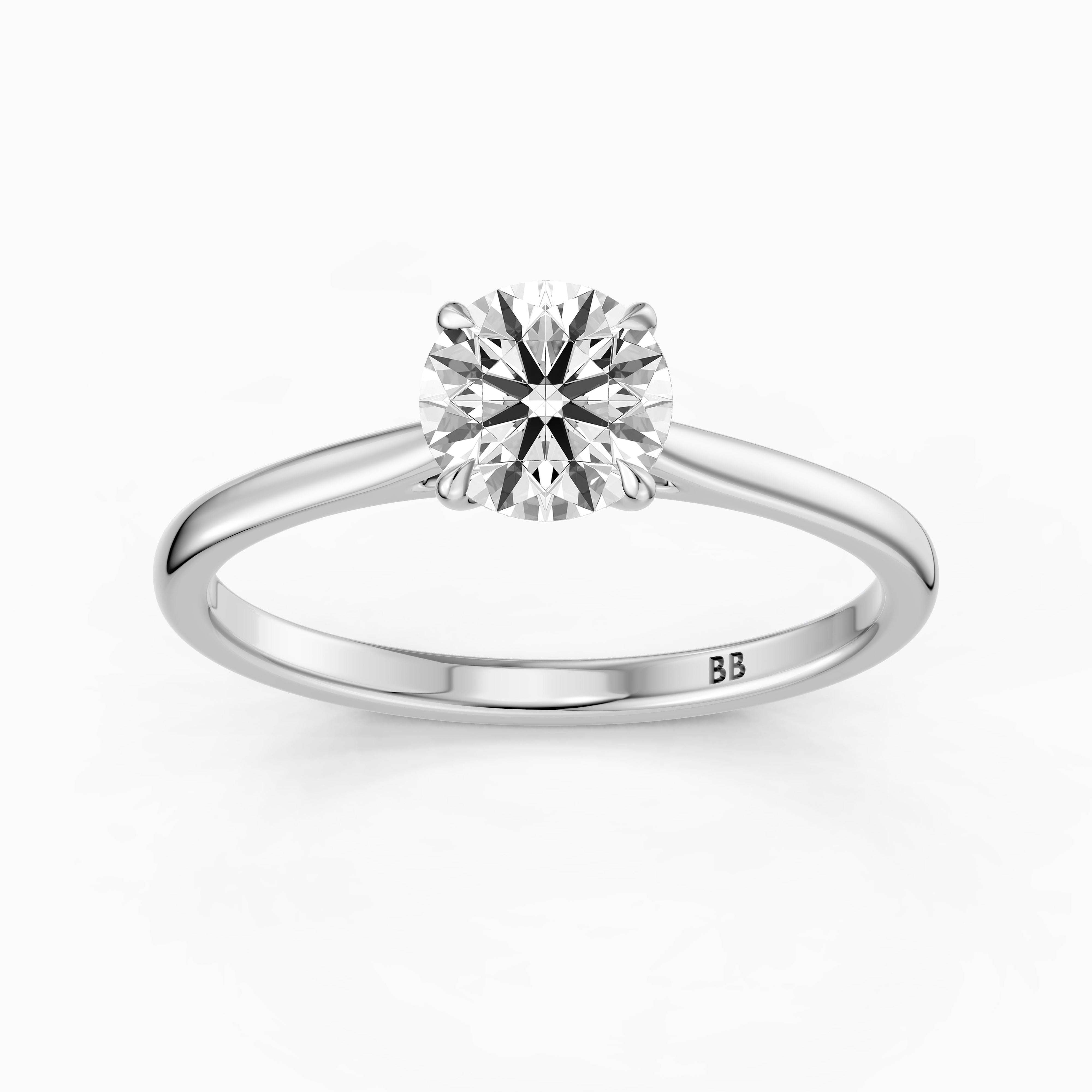 Maddie 4 Prong Round Cut Solitaire Cathedral Style Moissanite Diamond Ring