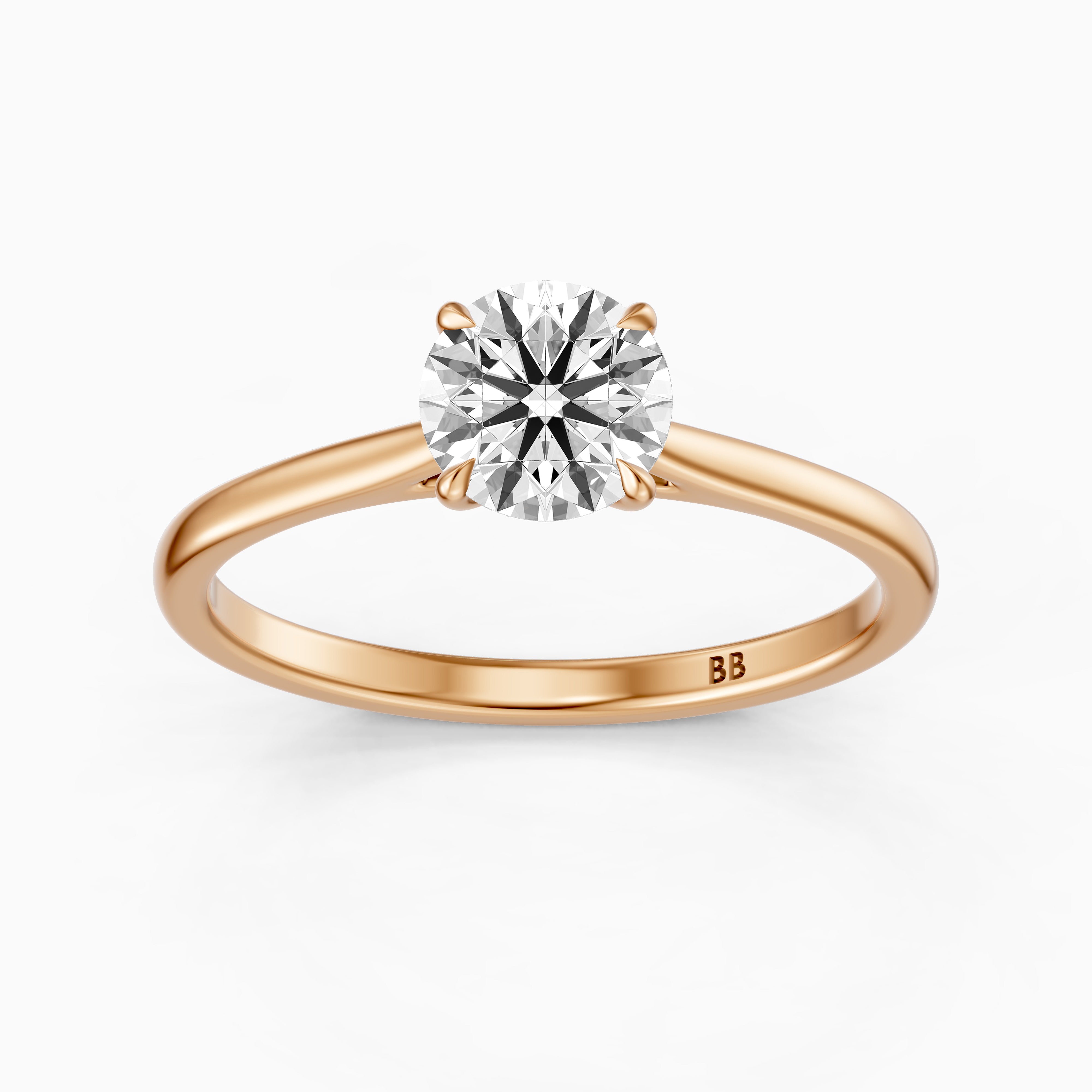 Maddie 4 Prong Round Cut Solitaire Cathedral Style Moissanite Diamond Ring
