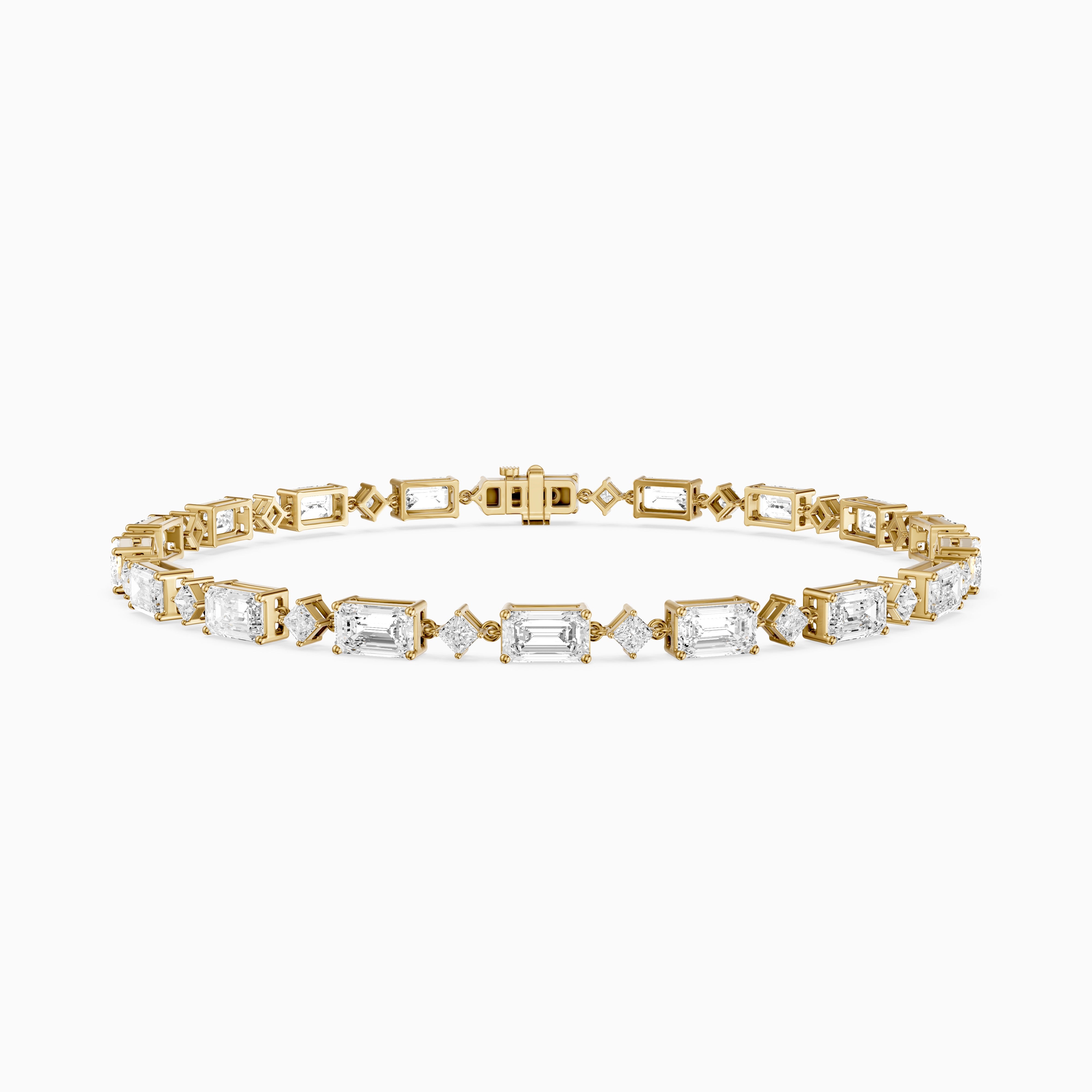 Fiona East West Princess and Emerald Cut Lab Grown Diamond Tennis Bracelet