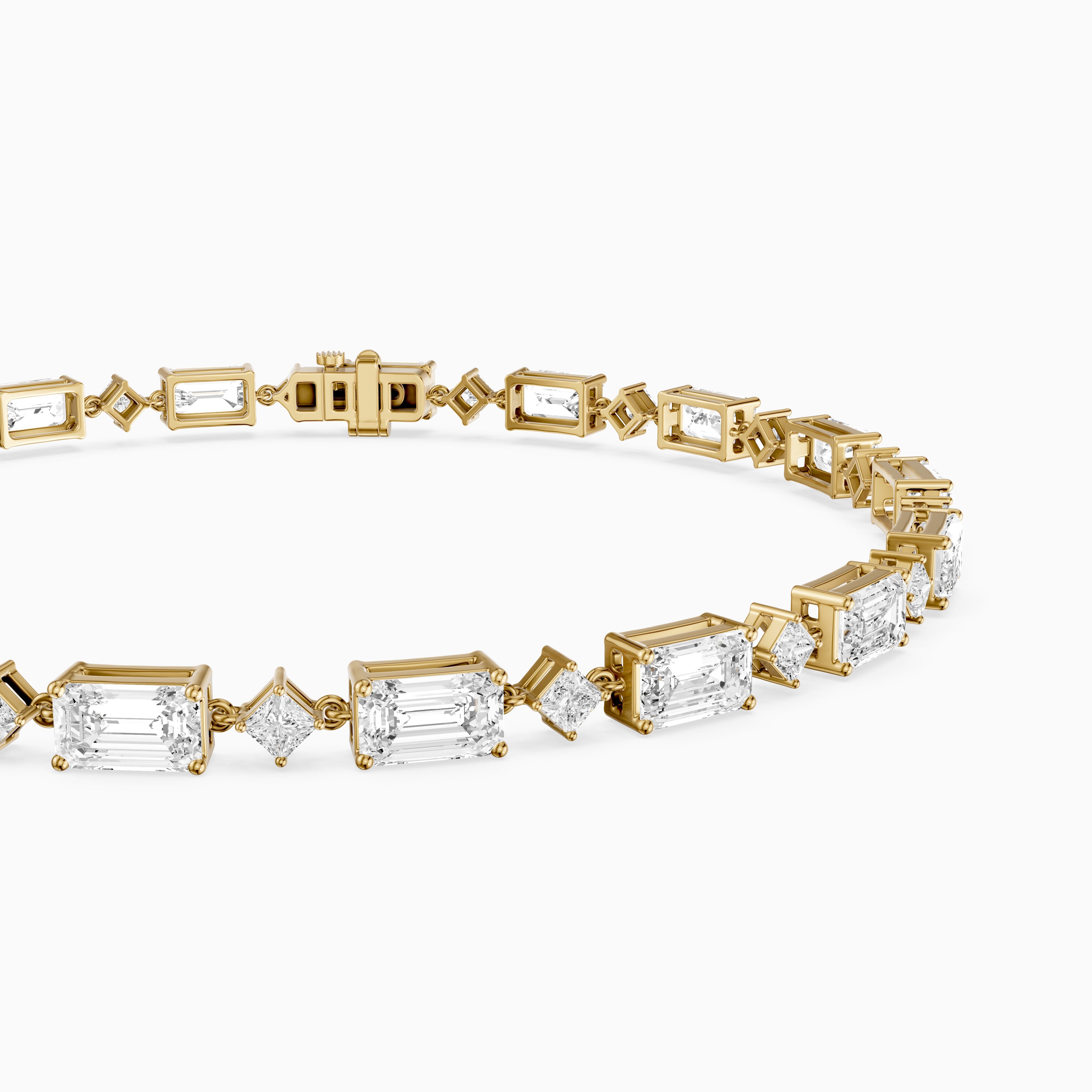 Fiona East West Princess and Emerald Cut Lab Grown Diamond Tennis Bracelet