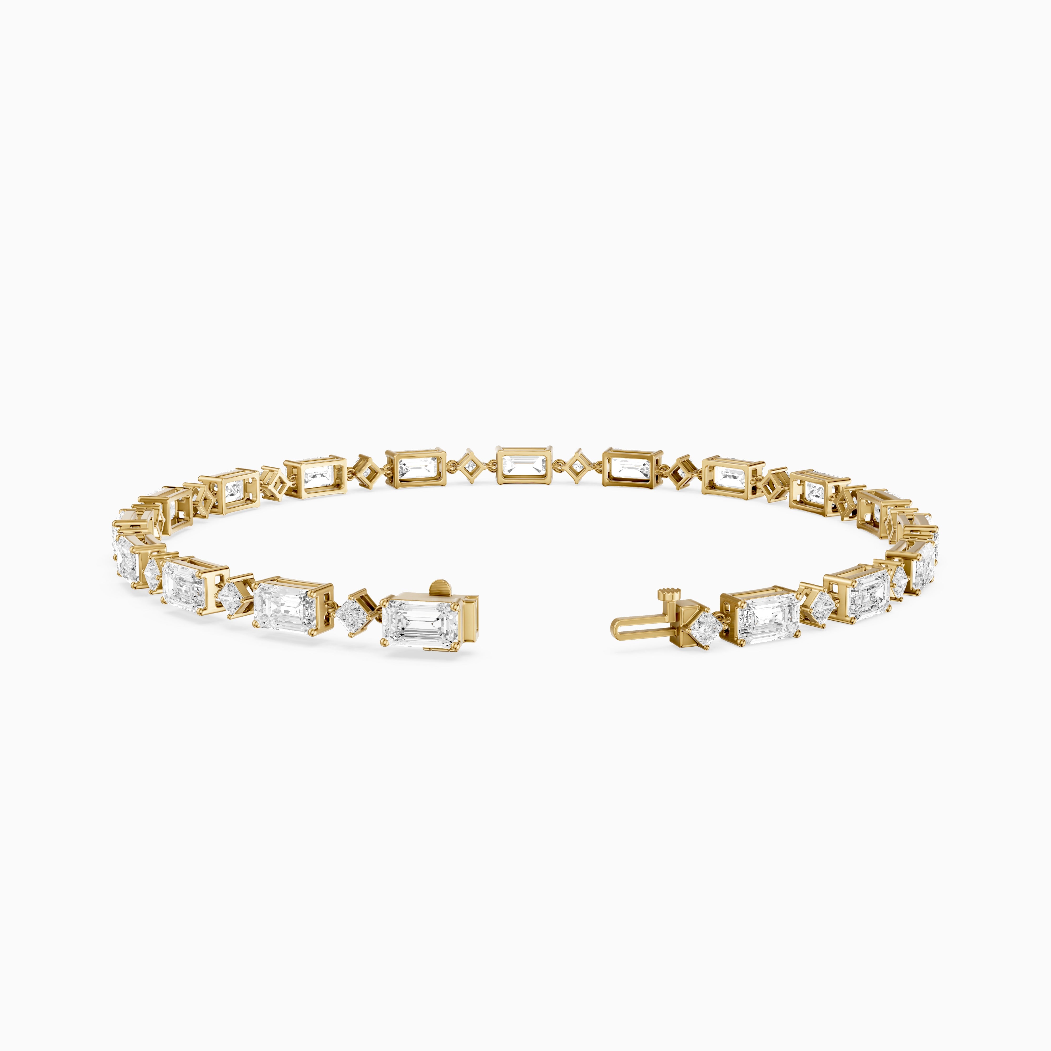 Fiona East West Princess and Emerald Cut Lab Grown Diamond Tennis Bracelet