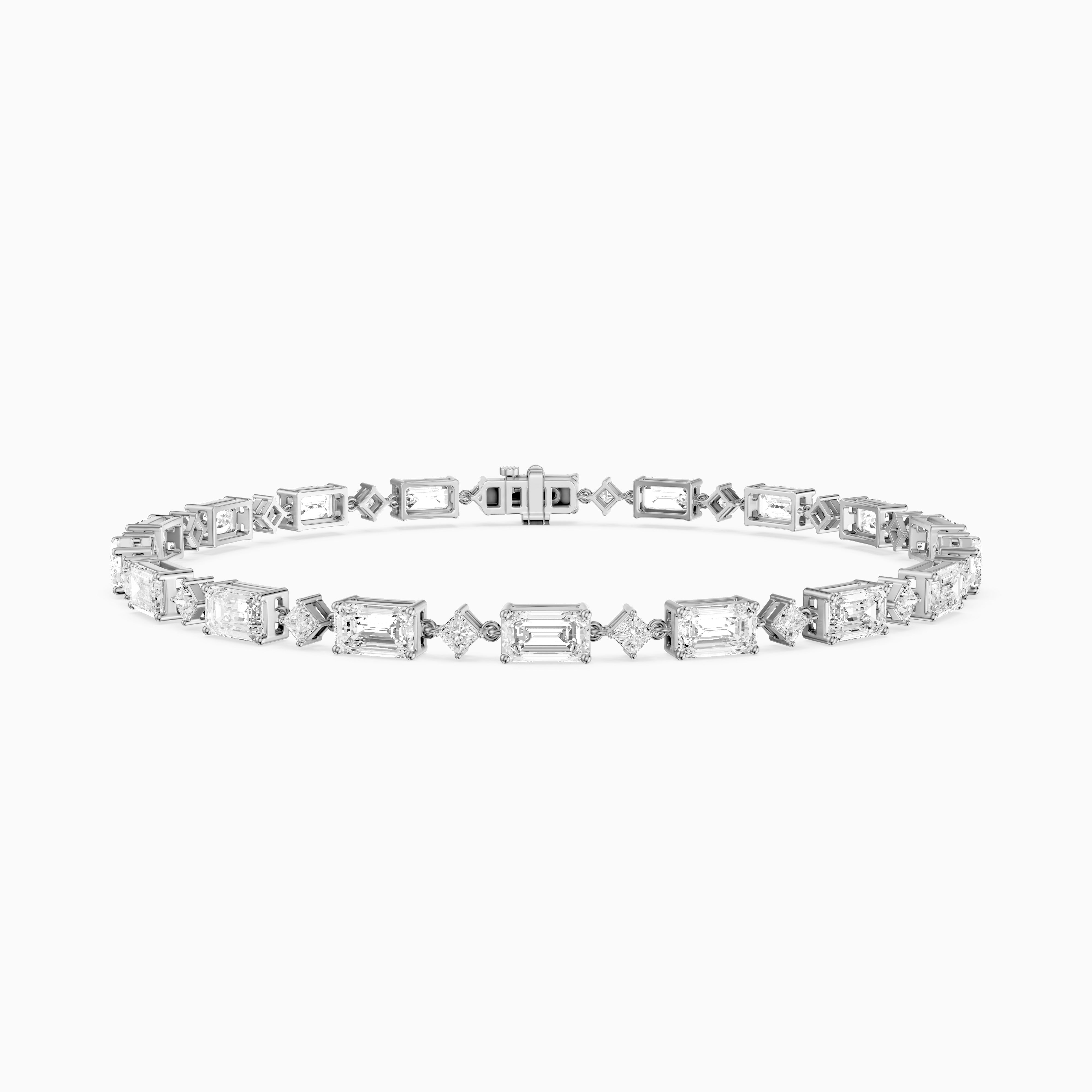 Fiona East West Princess and Emerald Cut Lab Grown Diamond Tennis Bracelet