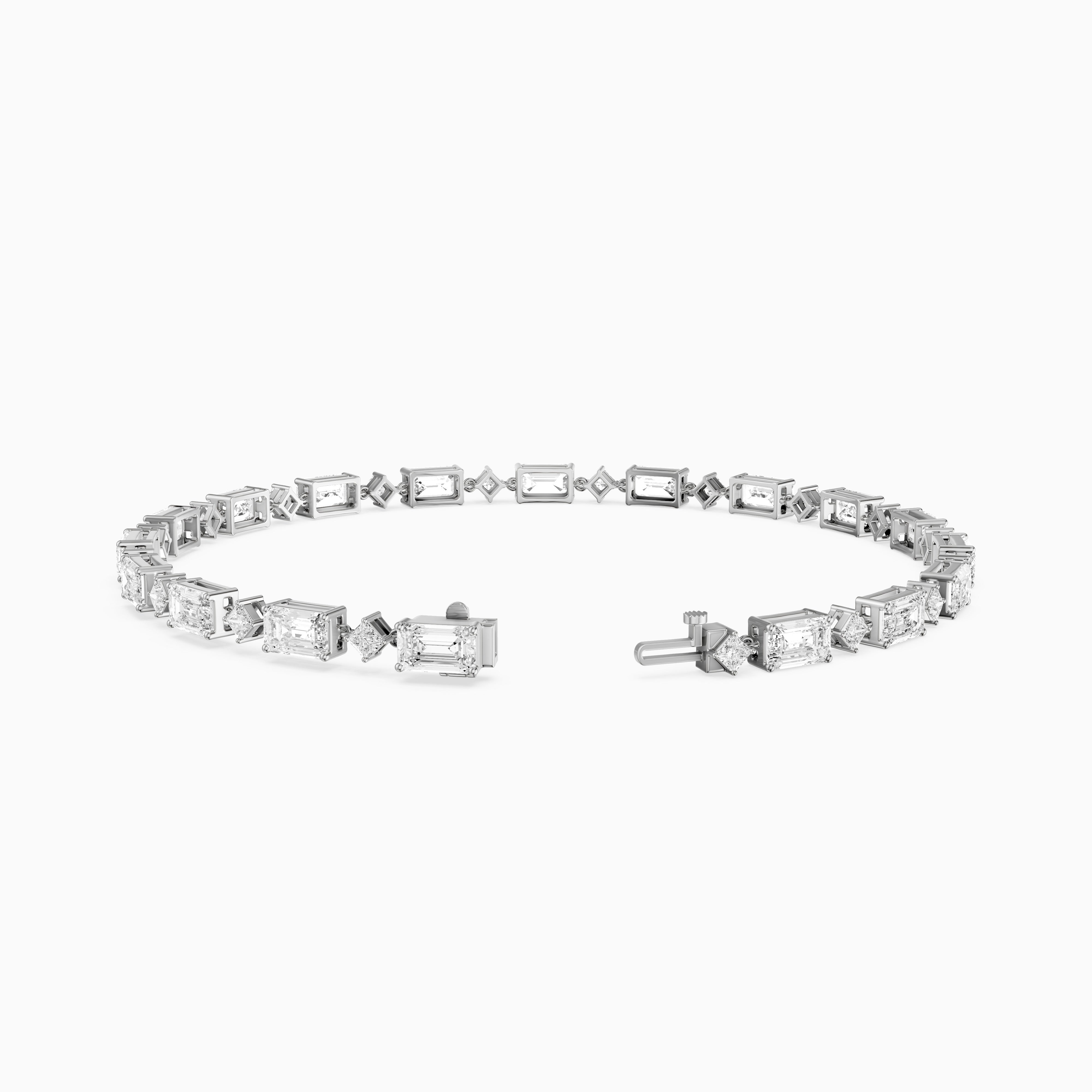 Fiona East West Princess and Emerald Cut Lab Grown Diamond Tennis Bracelet