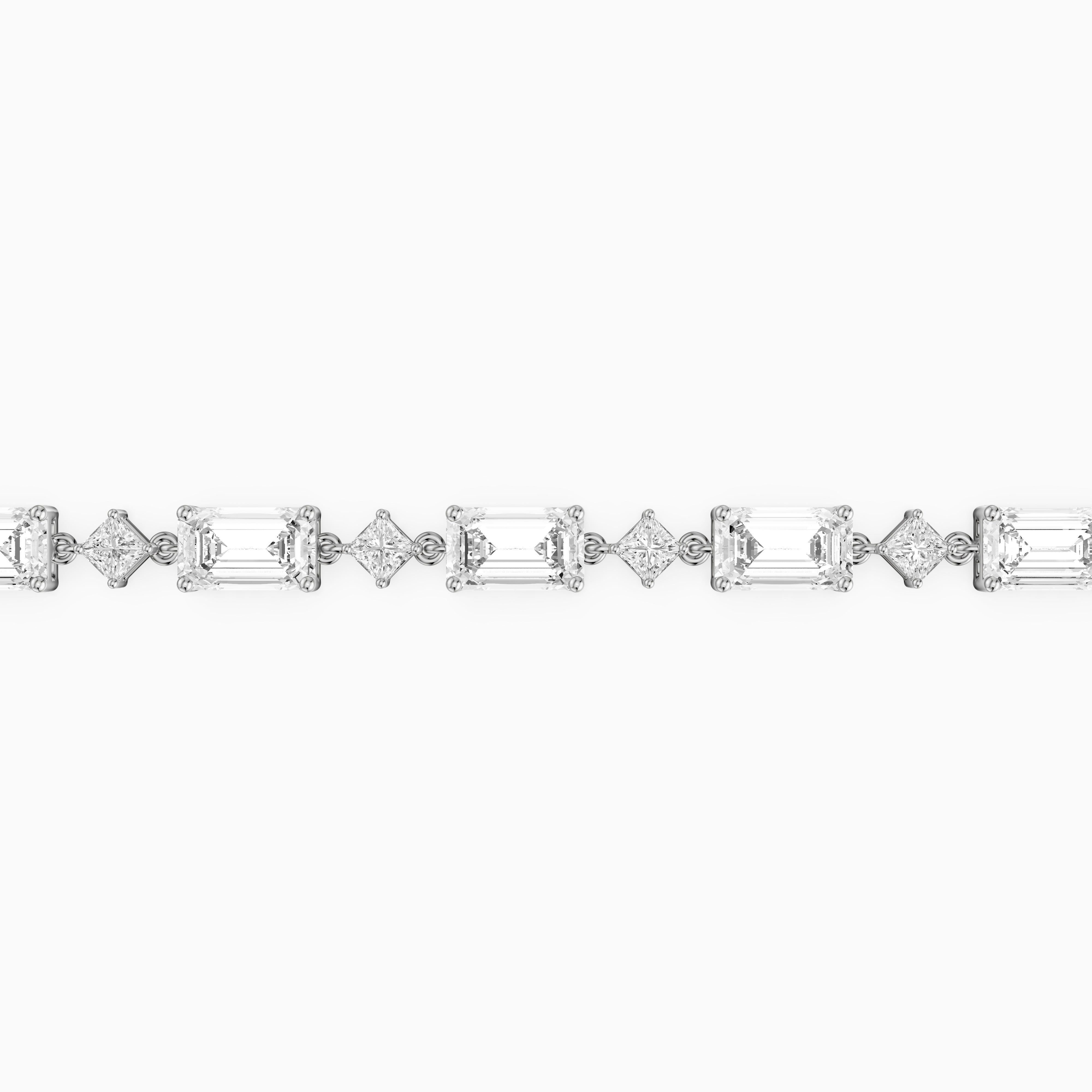 Fiona East West Princess and Emerald Cut Lab Grown Diamond Tennis Bracelet