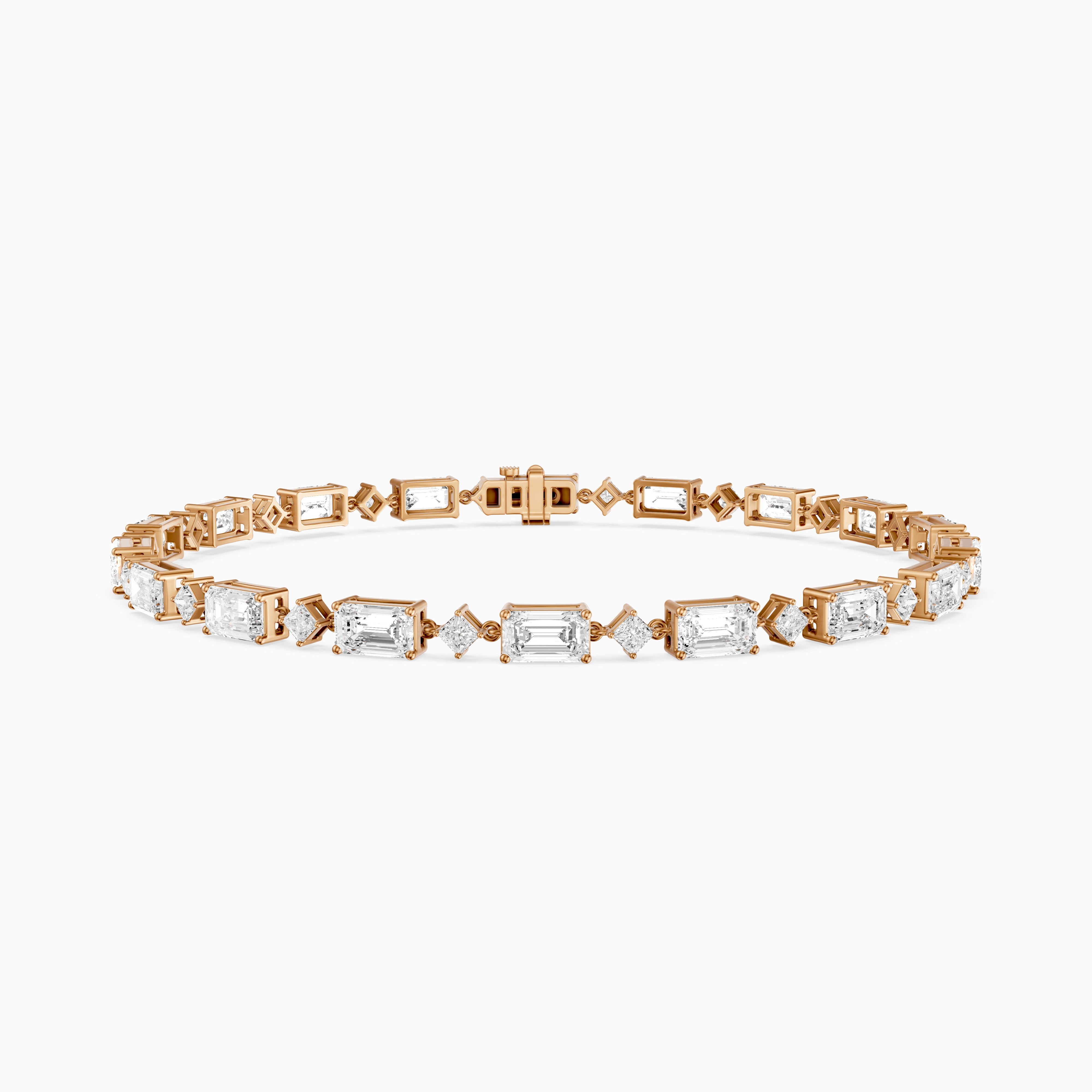 Fiona East West Princess and Emerald Cut Lab Grown Diamond Tennis Bracelet