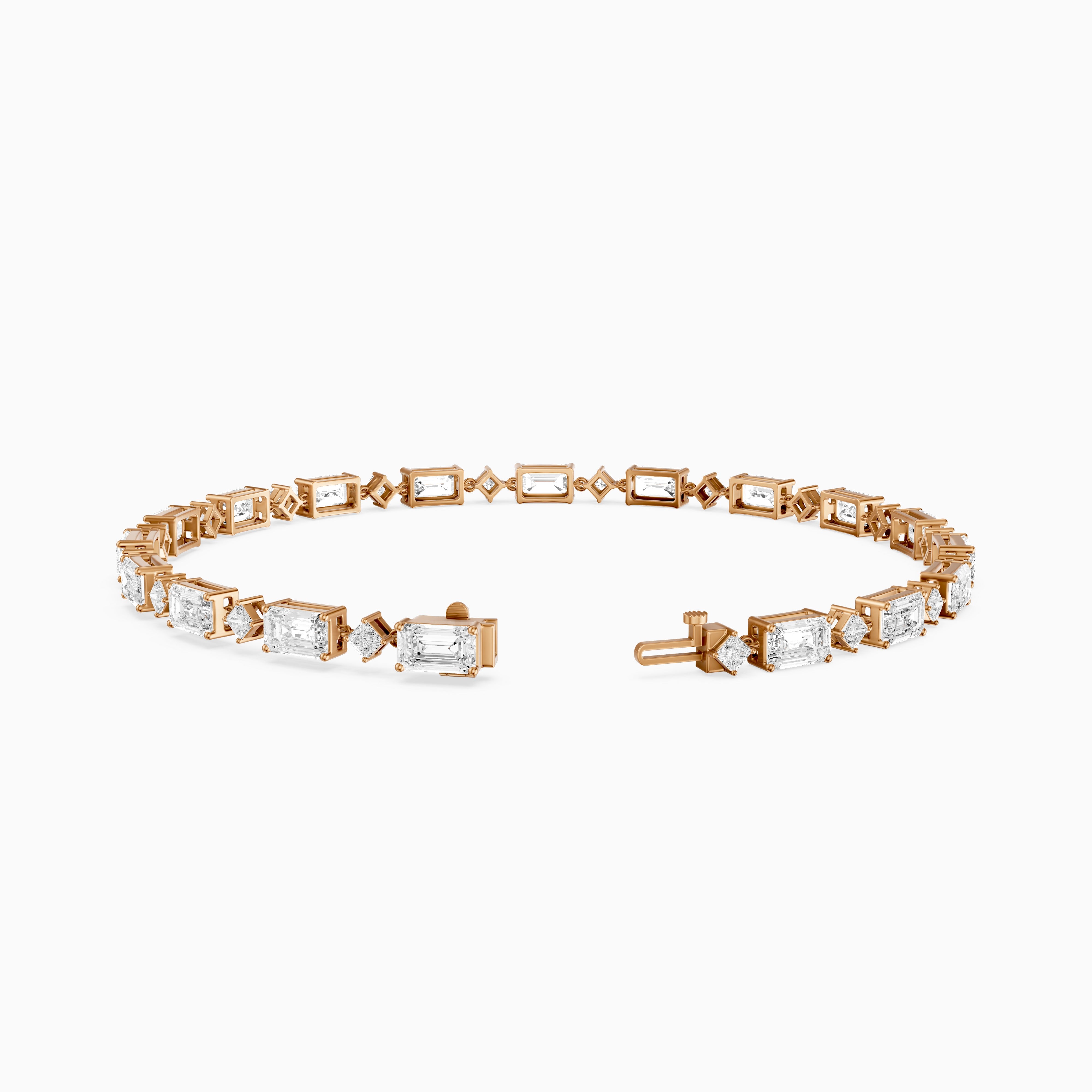 Fiona East West Princess and Emerald Cut Lab Grown Diamond Tennis Bracelet