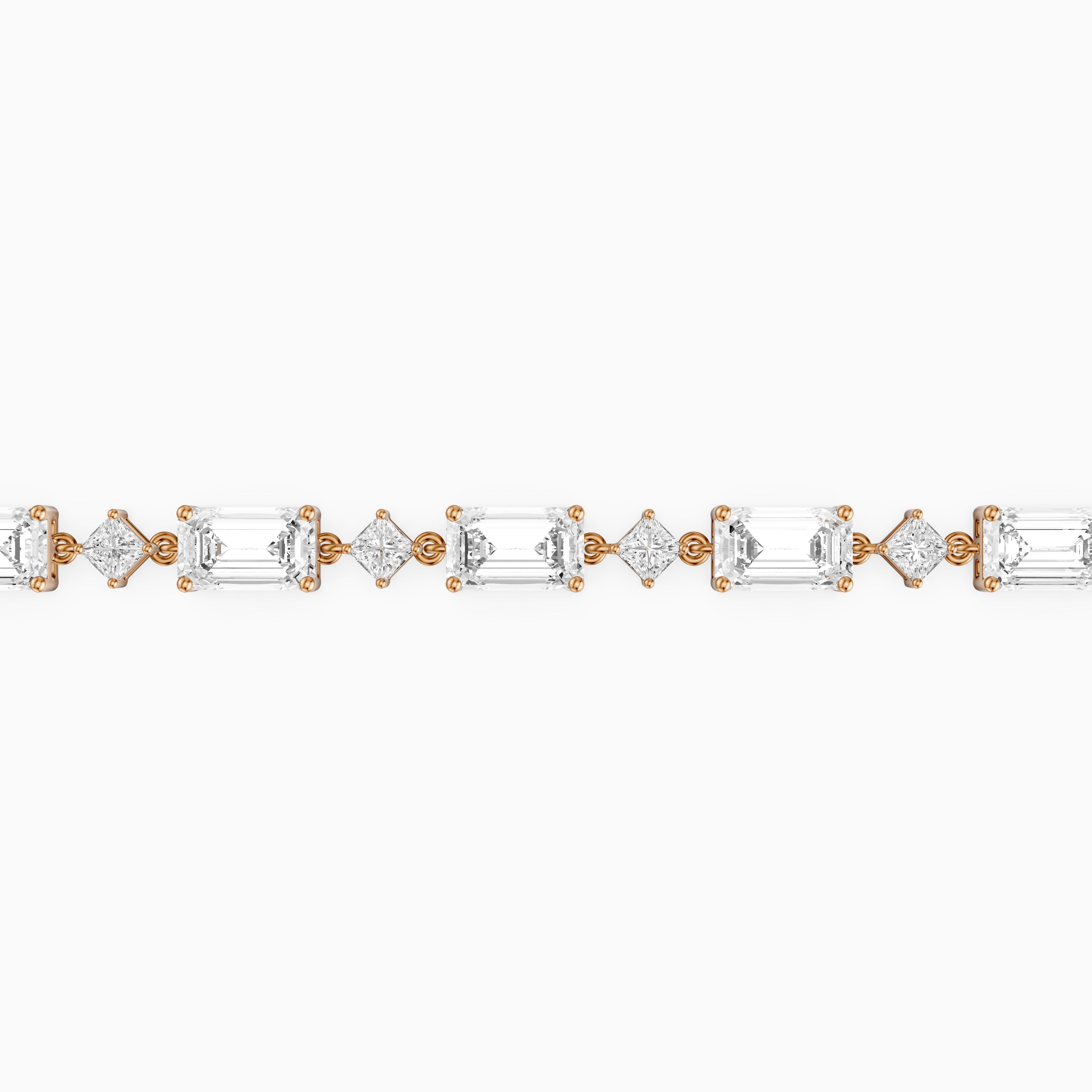 Fiona East West Princess and Emerald Cut Lab Grown Diamond Tennis Bracelet