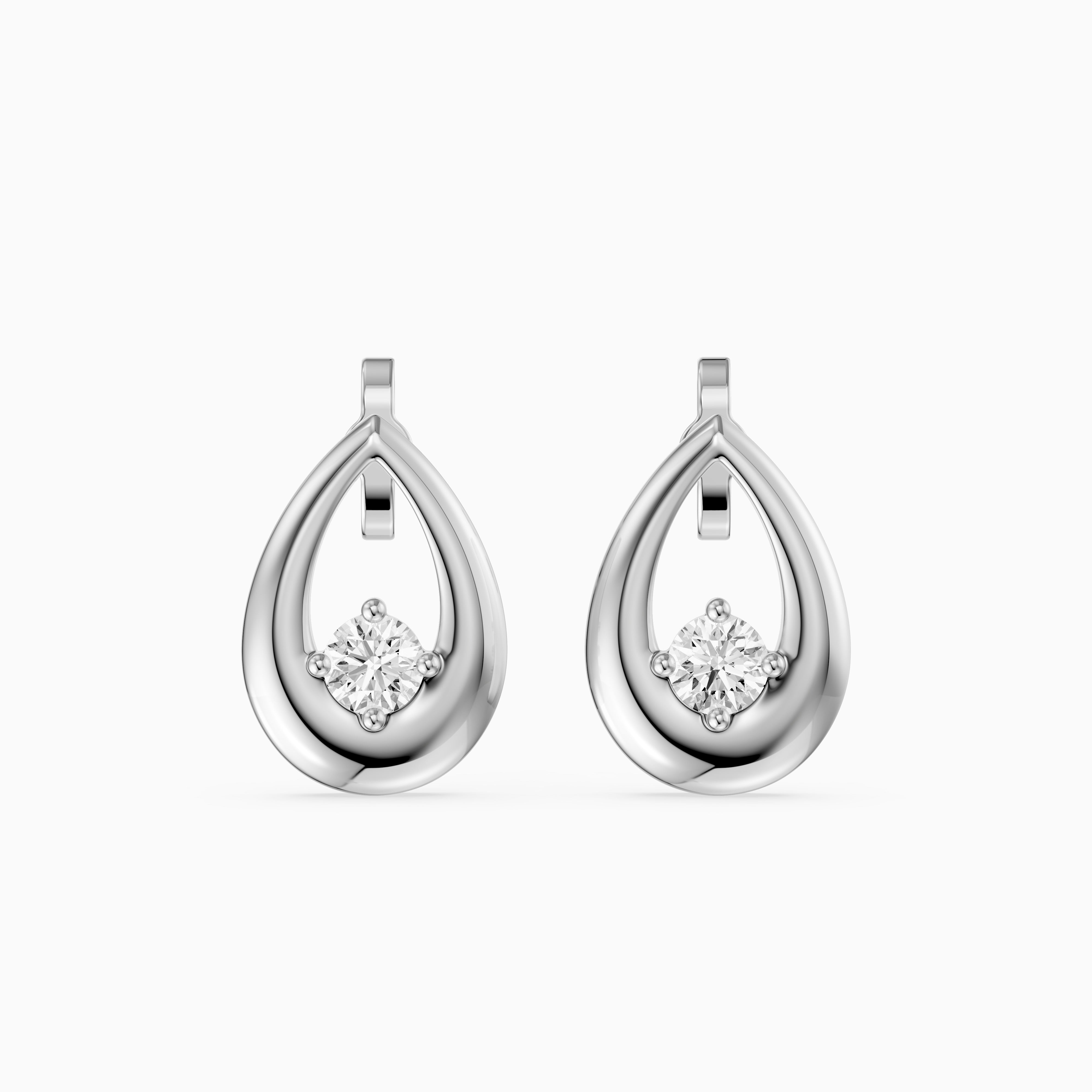 Nerine Round Lab Grown Diamond Teardrop Drop Earrings