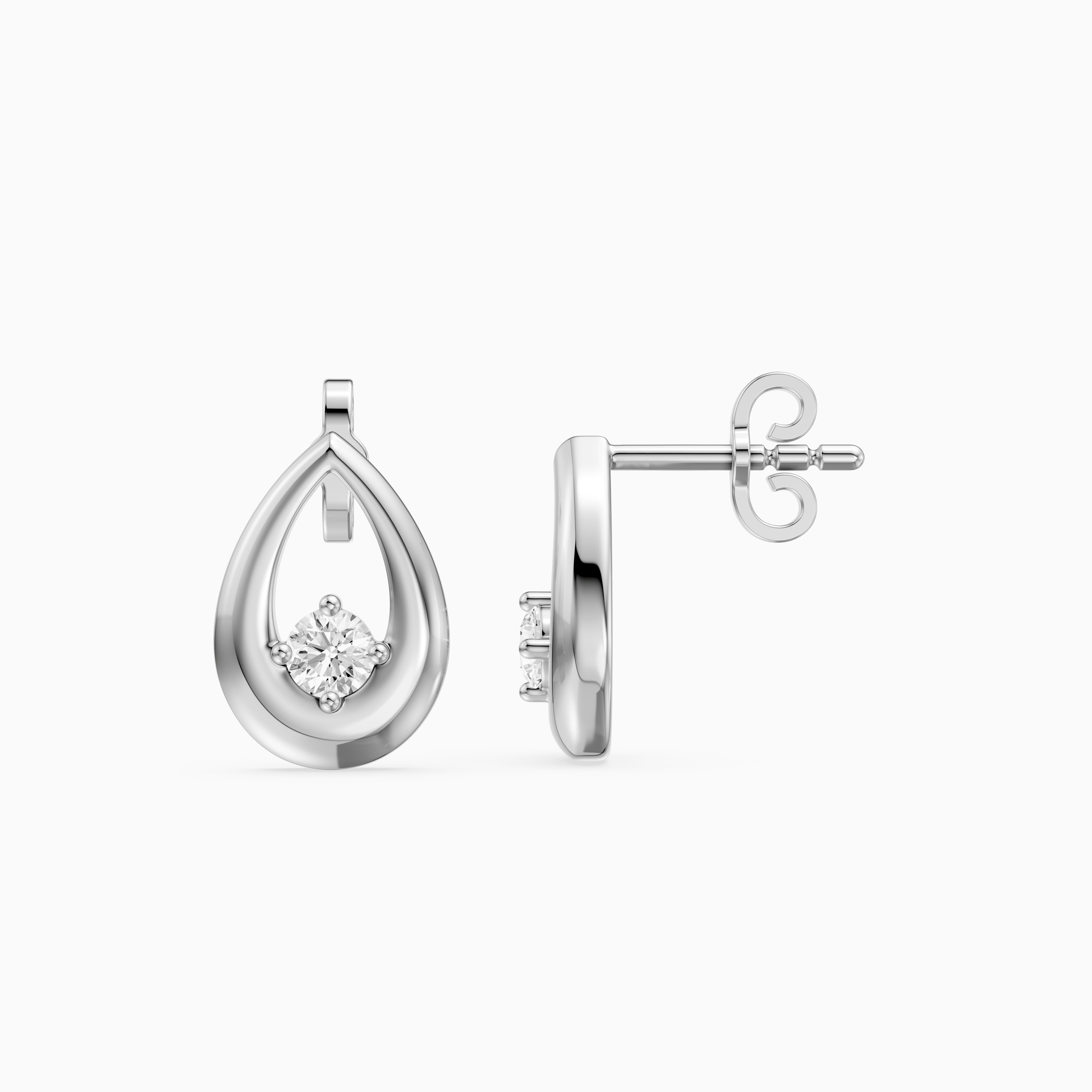 Nerine Round Lab Grown Diamond Teardrop Drop Earrings