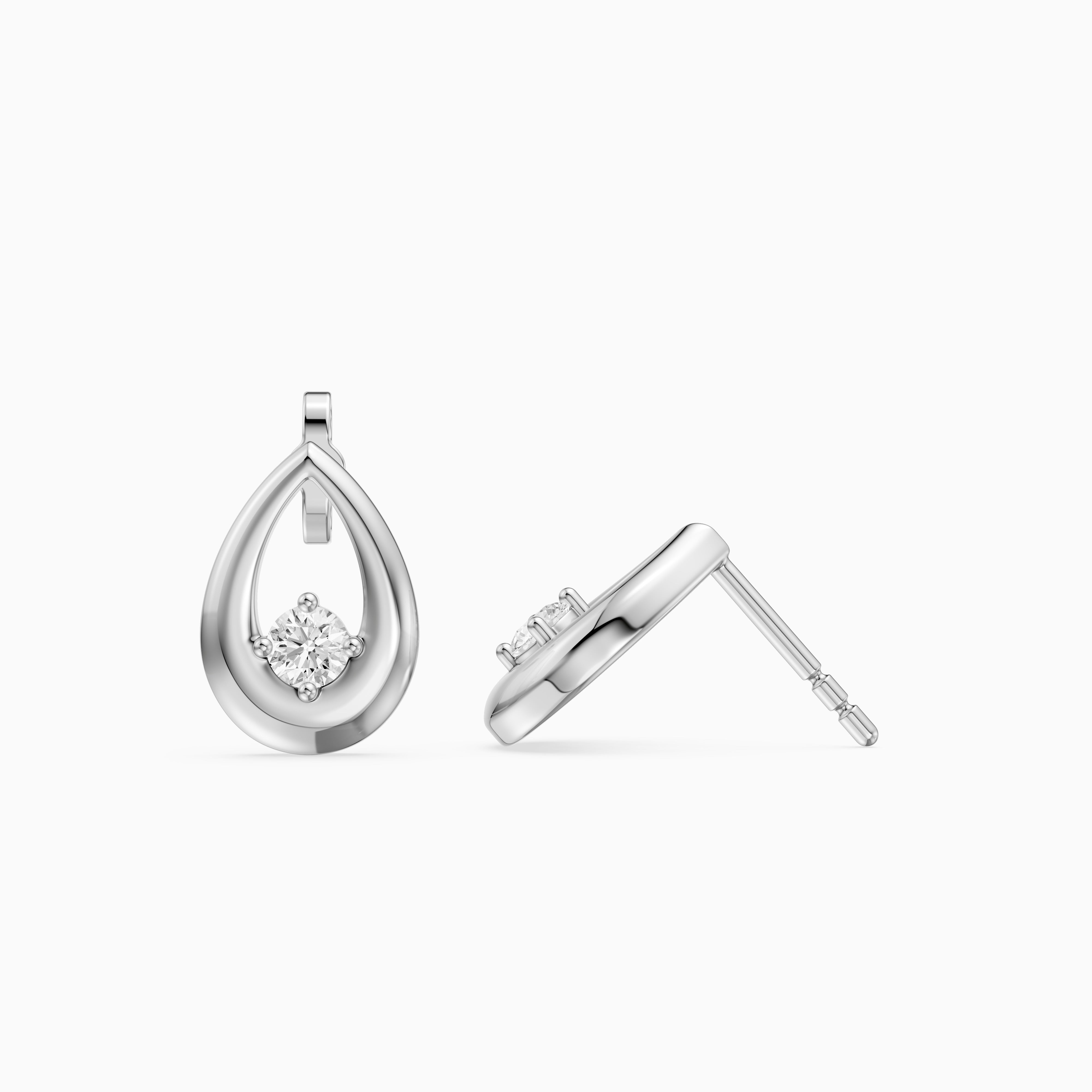 Nerine Round Lab Grown Diamond Teardrop Drop Earrings