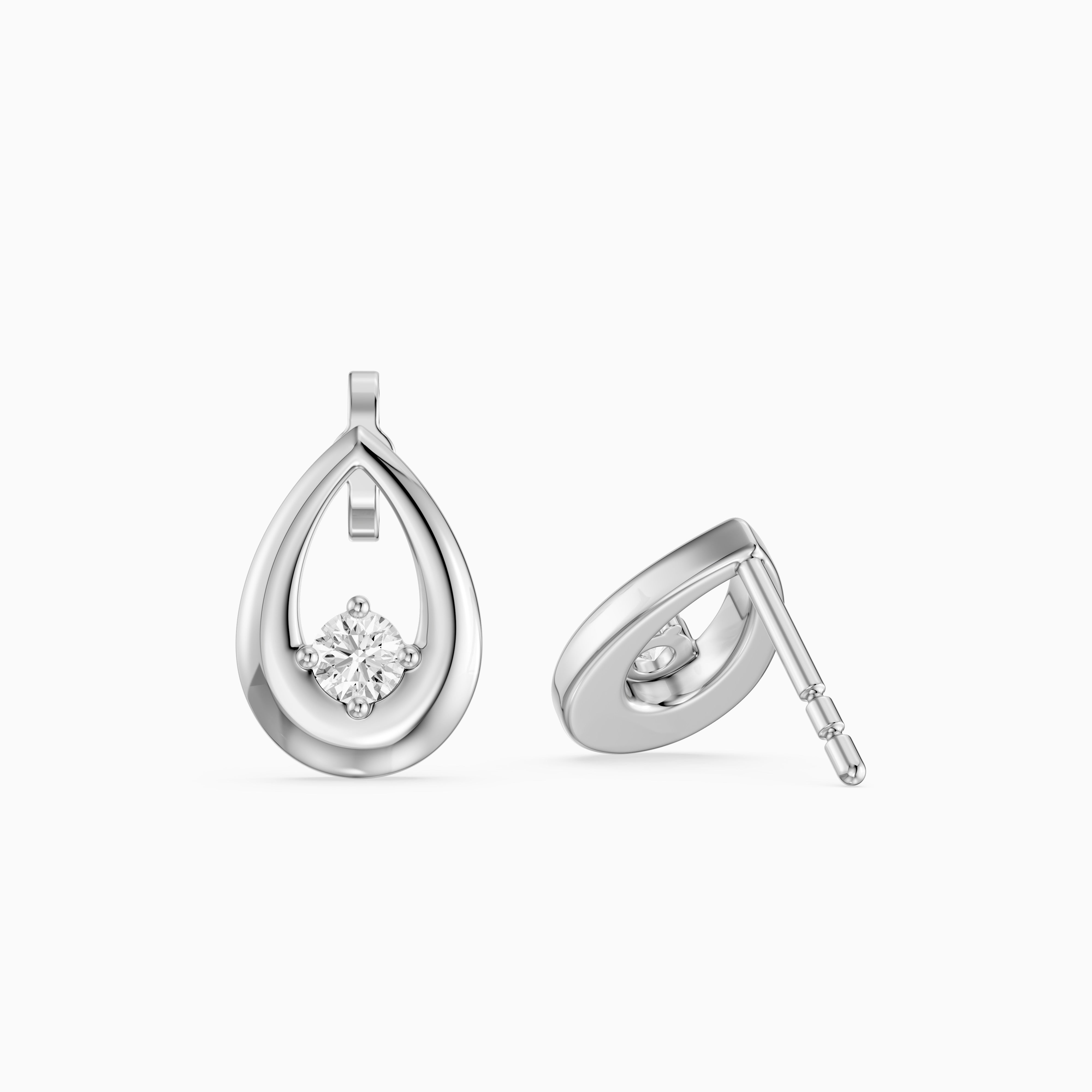 Nerine Round Lab Grown Diamond Teardrop Drop Earrings