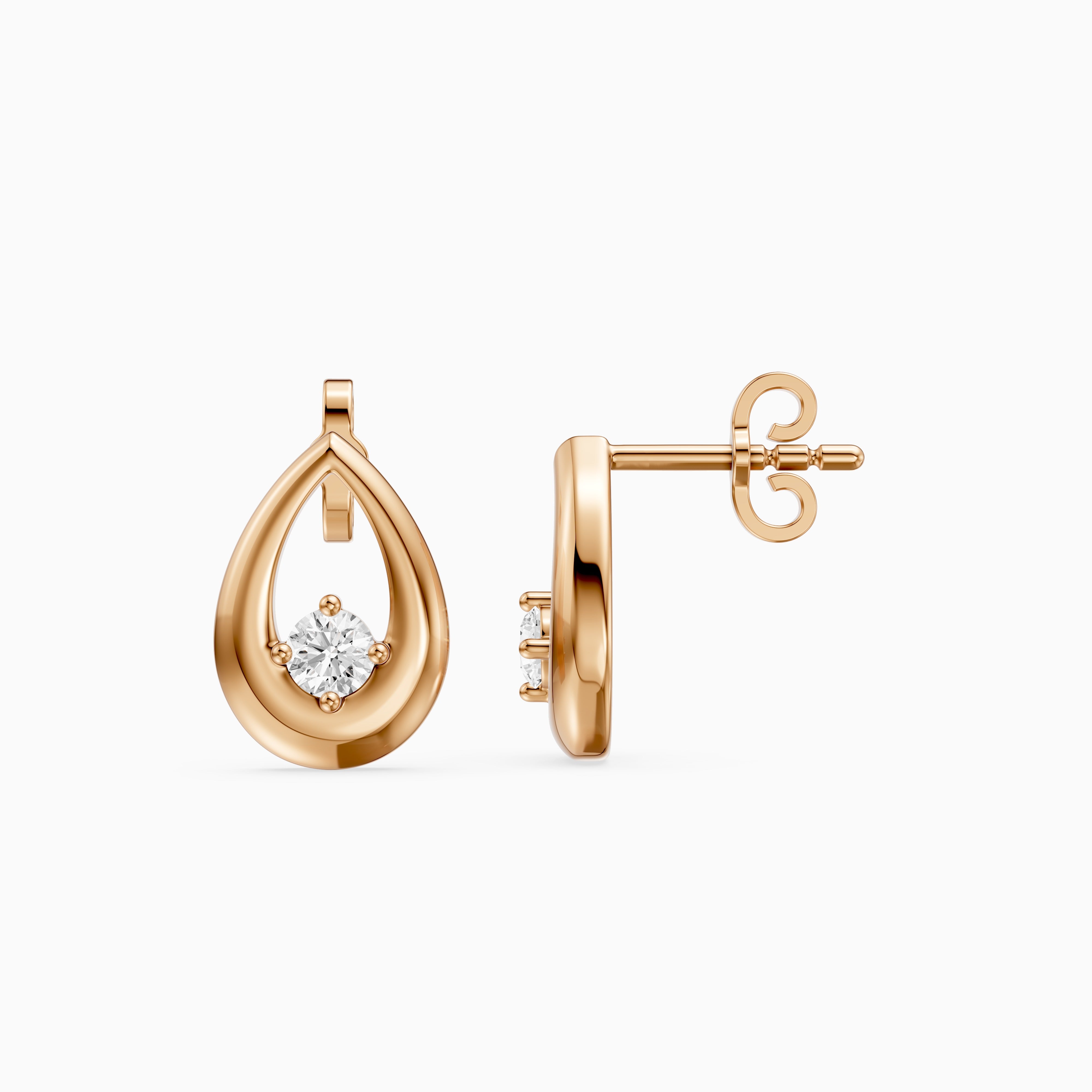 Nerine Round Lab Grown Diamond Teardrop Drop Earrings